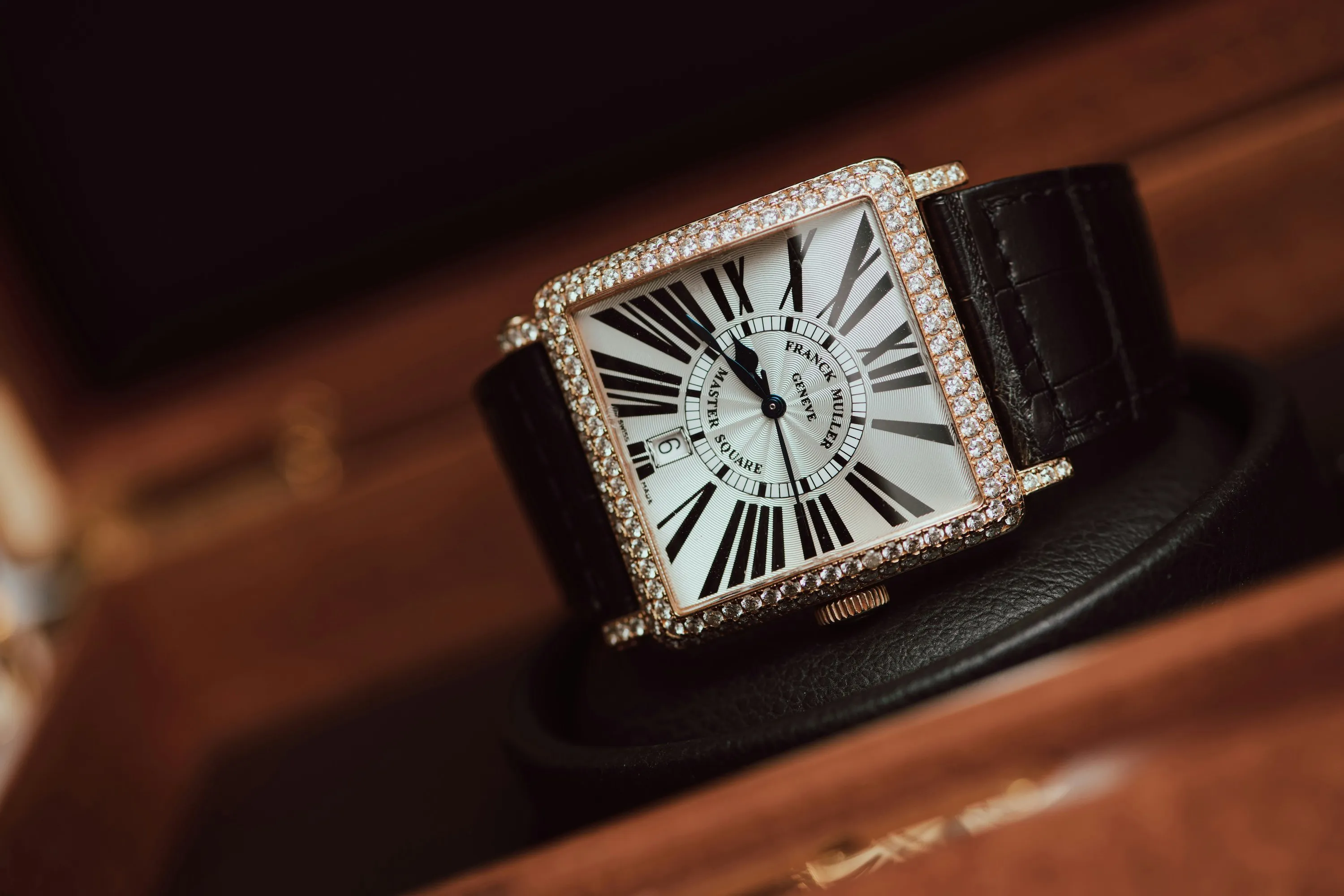 Franck Muller Master Square 6000 H SC D 36mm Rose gold and Diamond Silver 19