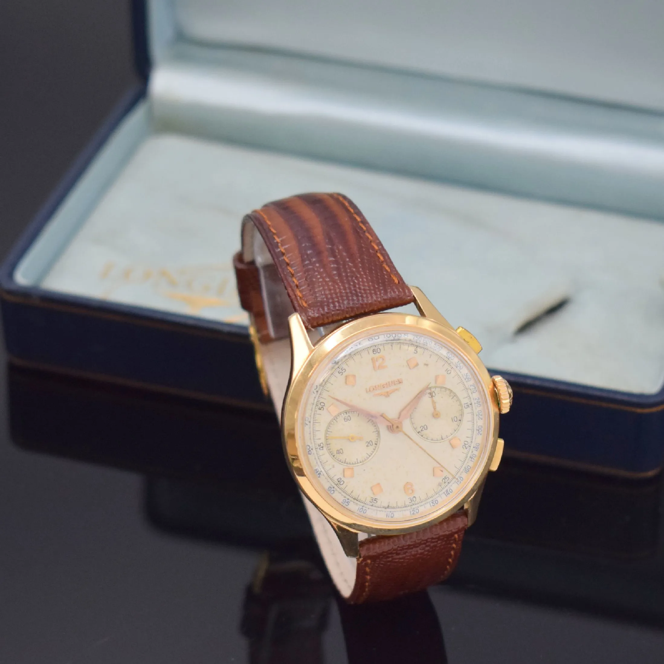 Longines Flyback 5967 38mm Rose gold Silver 2