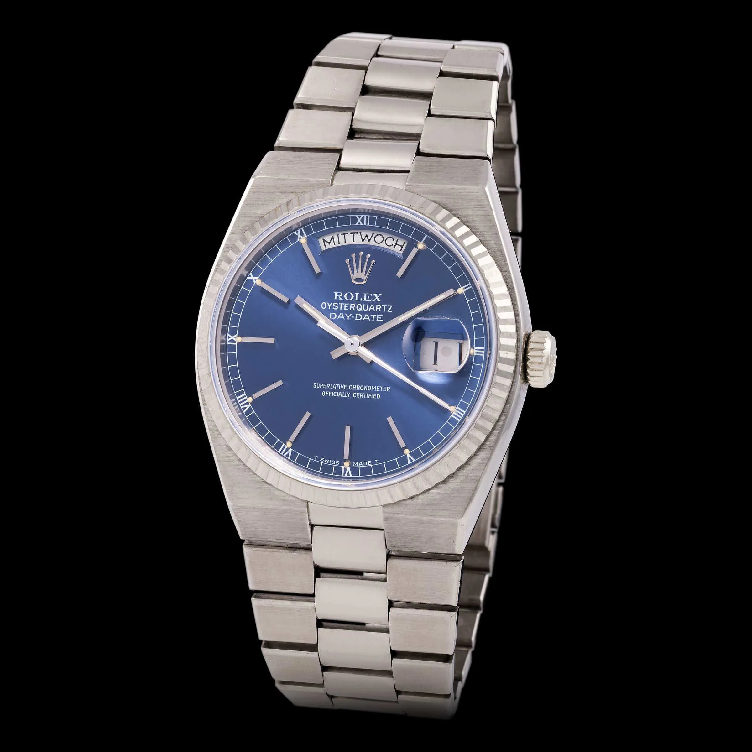 Rolex Day-Date Oysterquartz 19019 36mm White gold Blue