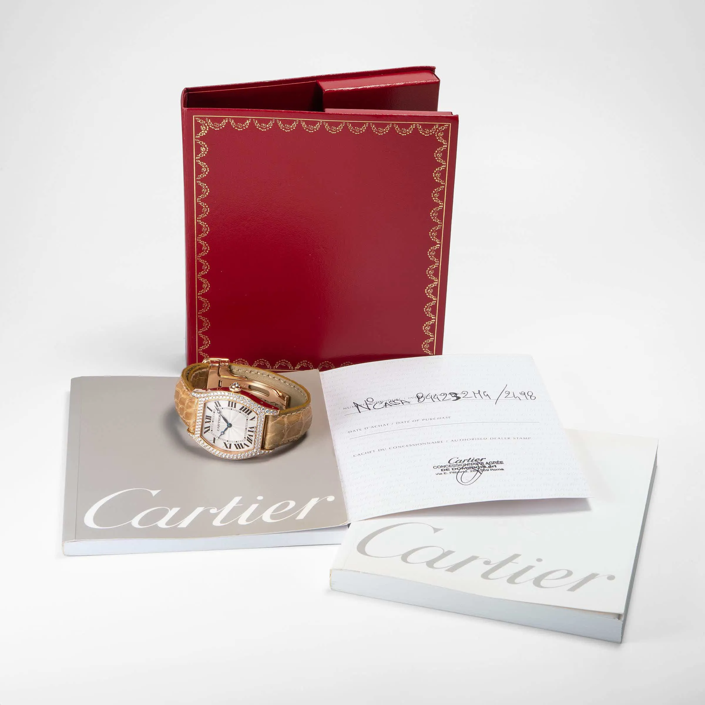 Cartier Tortue 2498 34mm Rose gold and Diamond Guilloché 1