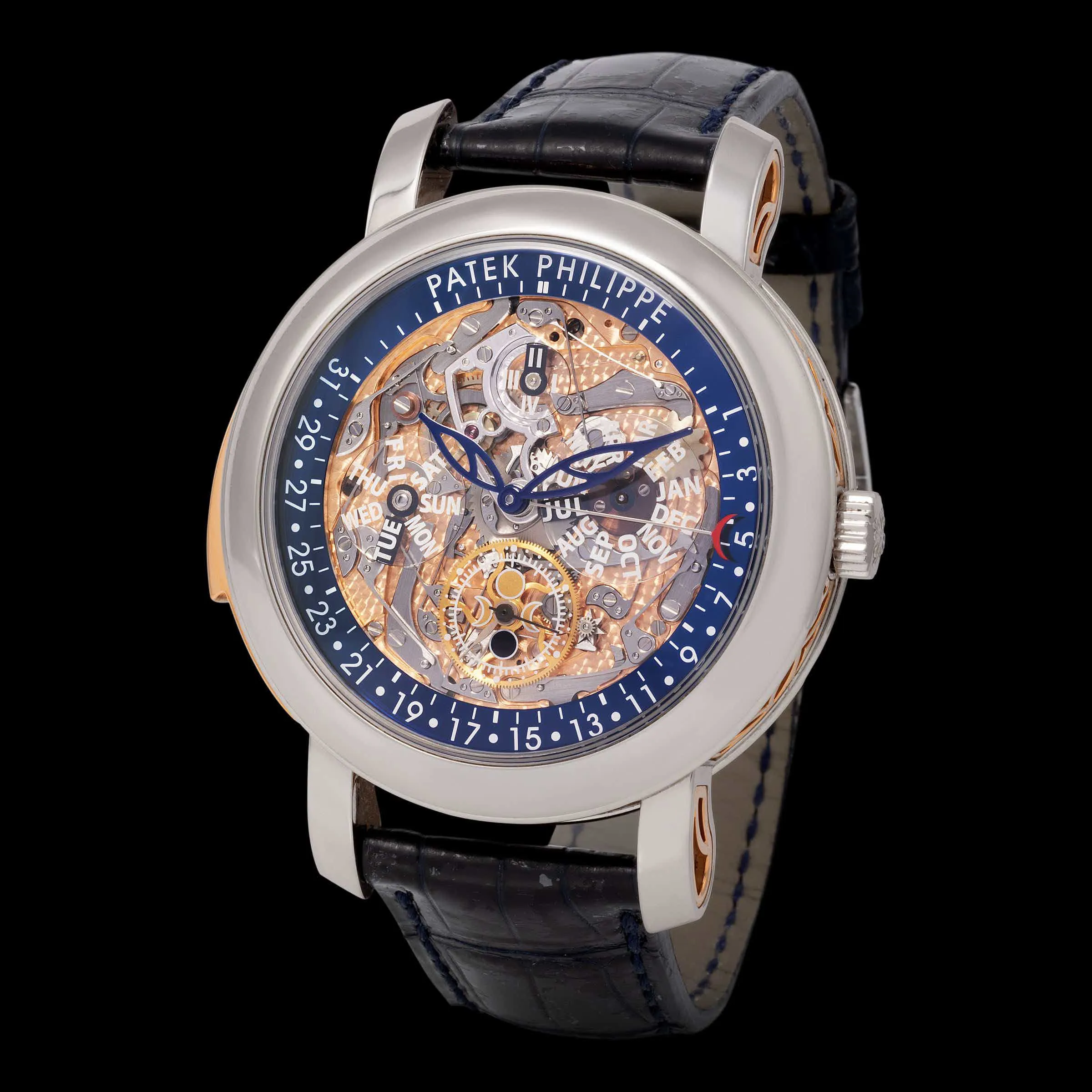 Patek Philippe Perpetual Calendar 5104 43mm Platinum and Rose gold Semi-skeletonized