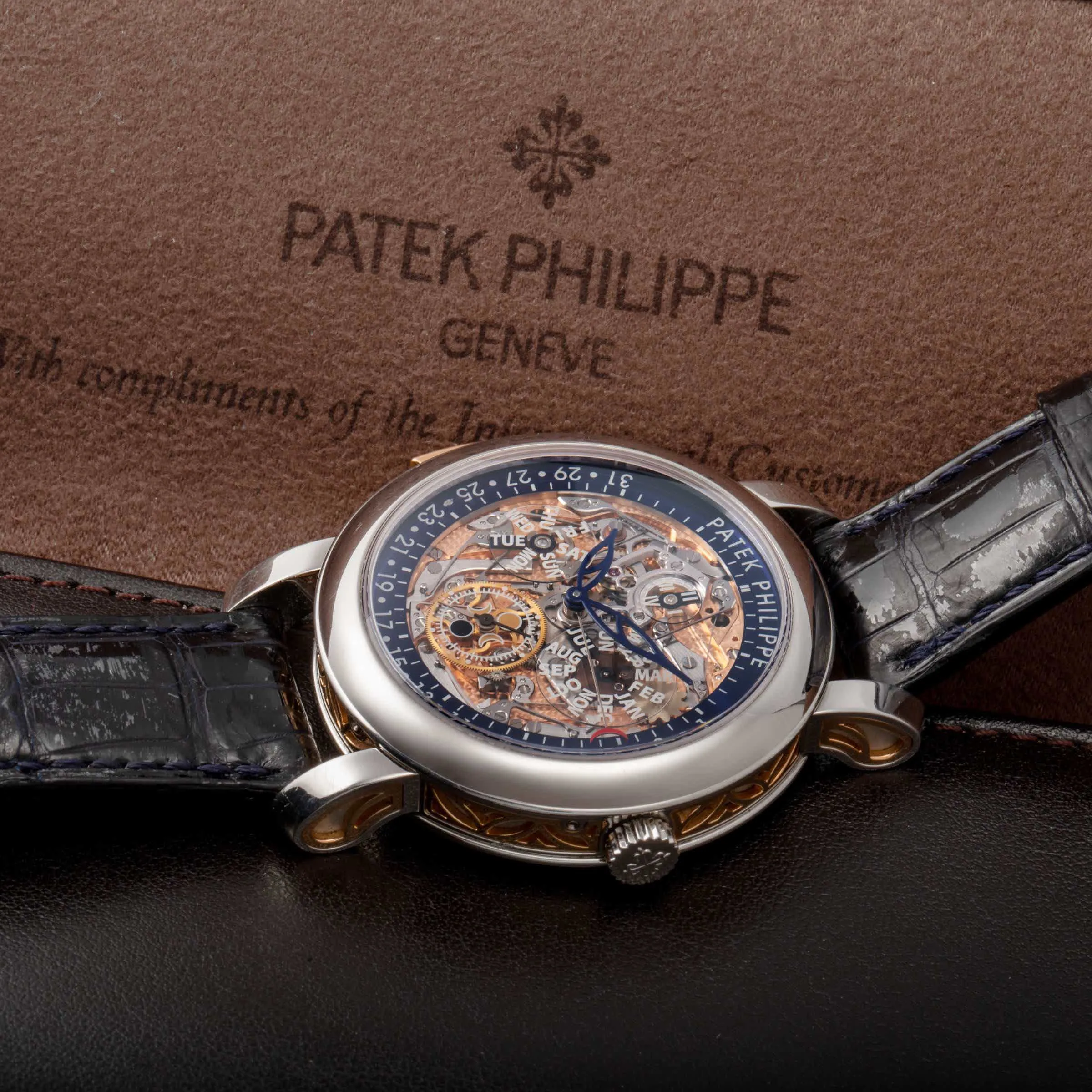 Patek Philippe Perpetual Calendar 5104 43mm Platinum and Rose gold Semi-skeletonized 5