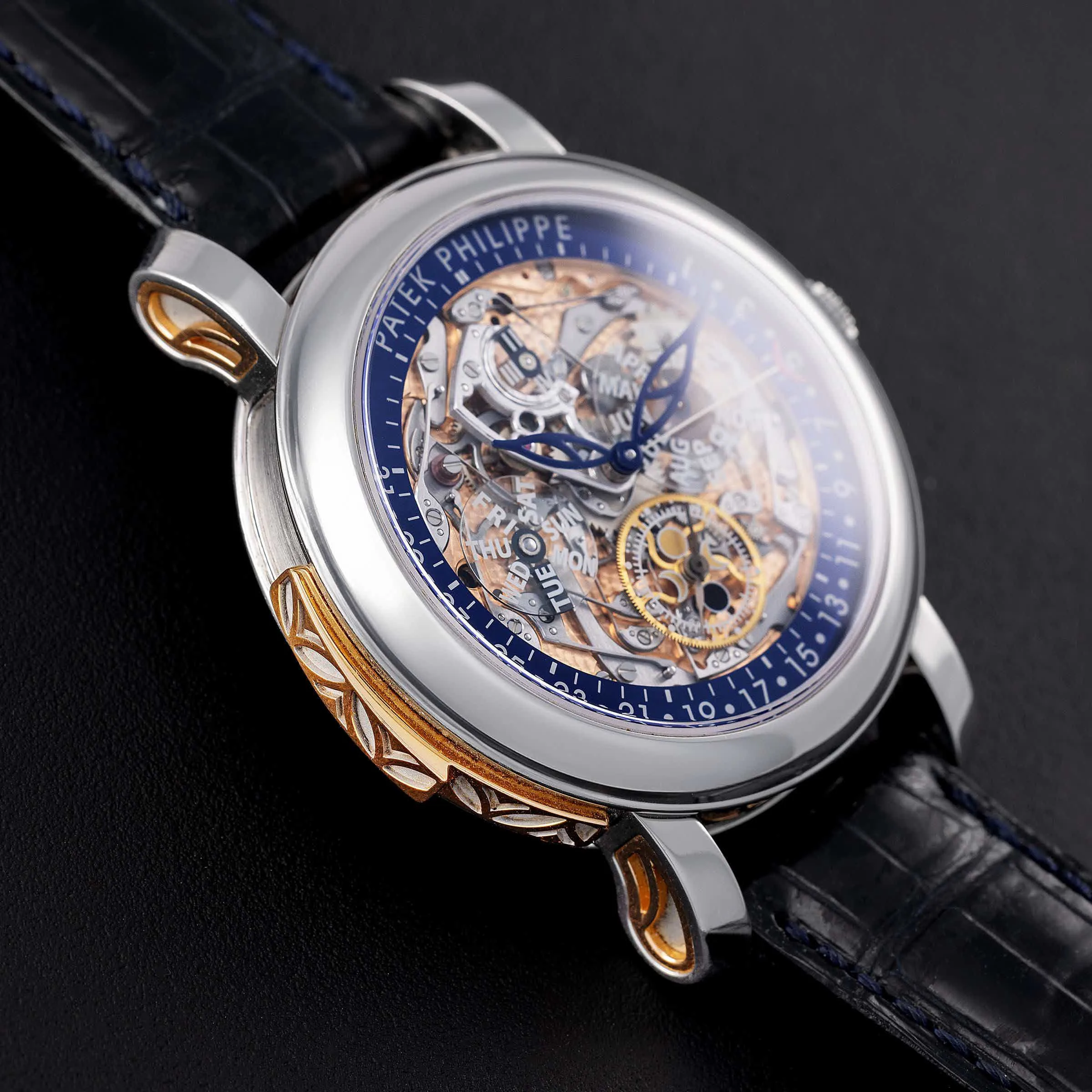 Patek Philippe Perpetual Calendar 5104 43mm Platinum and Rose gold Semi-skeletonized 7