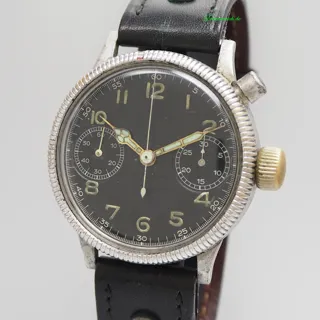 Hanhart Chronograph 40mm schwarz, arabische Leuchtziffern, 2-Register, 30 Min.Zähler