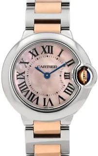 Cartier Ballon Bleu 3009 Yellow gold and Stainless steel White