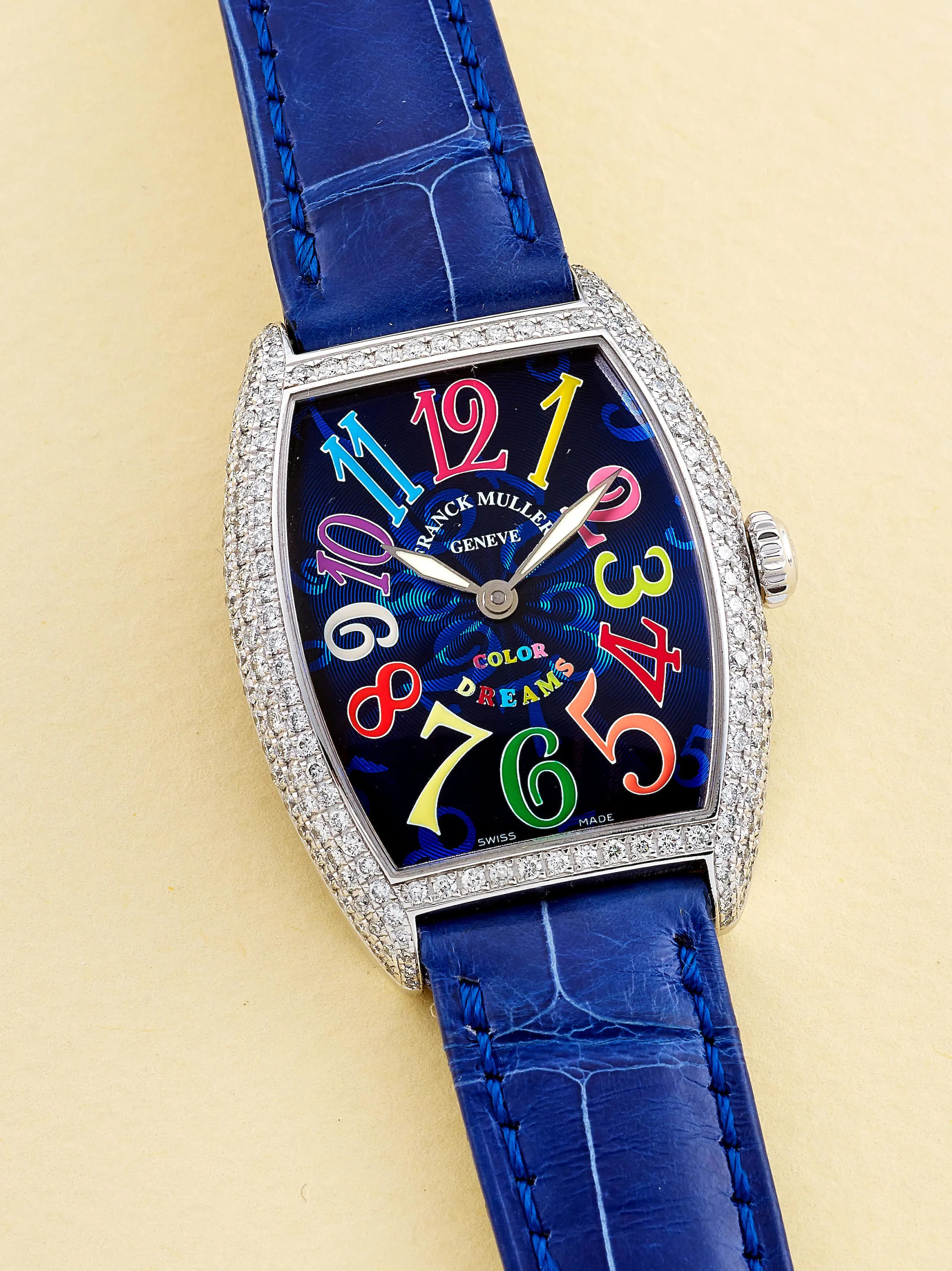 Franck Muller Cintree Curvex Color Dreams 7502 QZ COL DRM D 29mm White gold and Diamond Blue