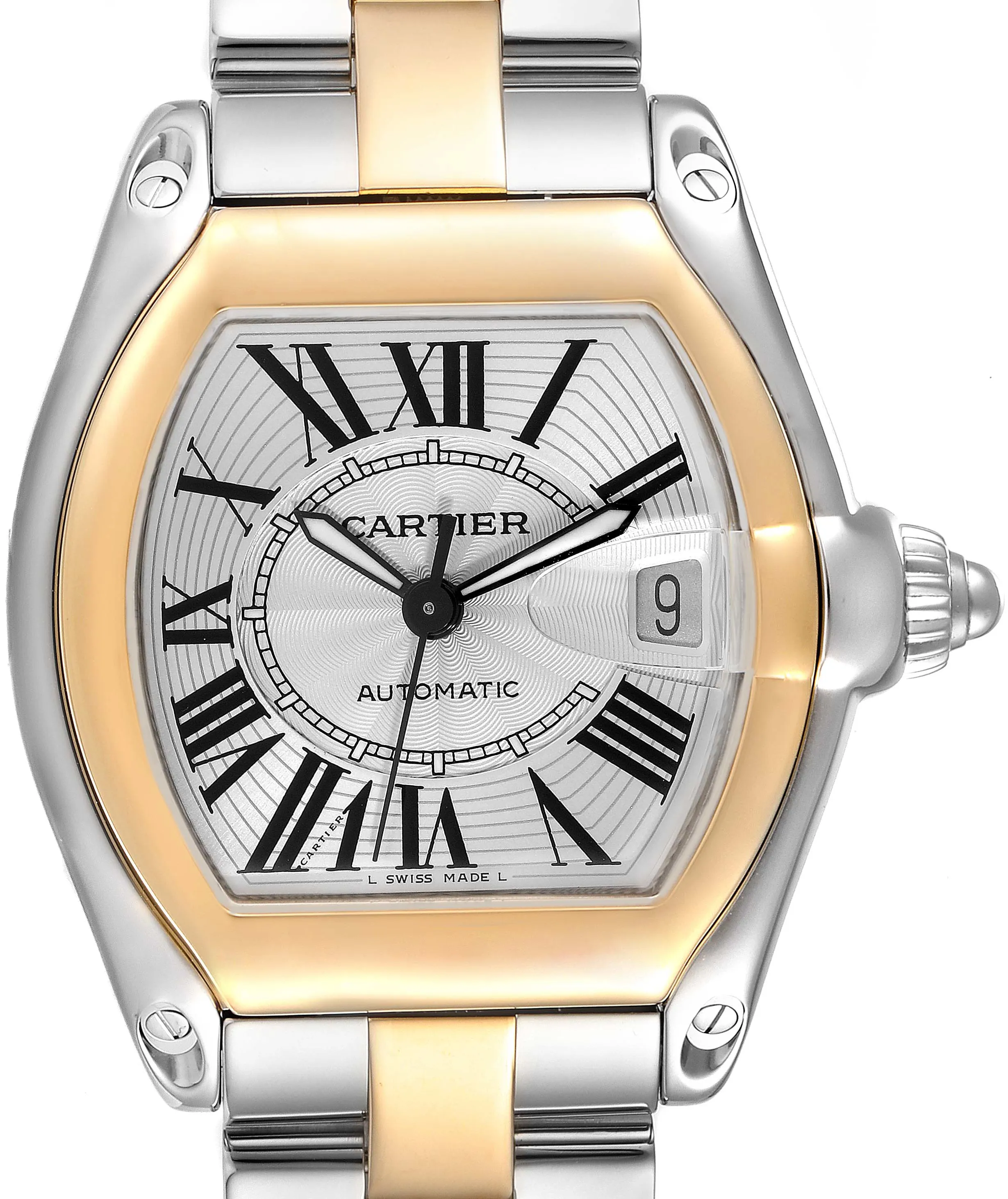 Cartier Roadster w62031y4 38mm Yellow gold and Stainless steel Silver sunray effect