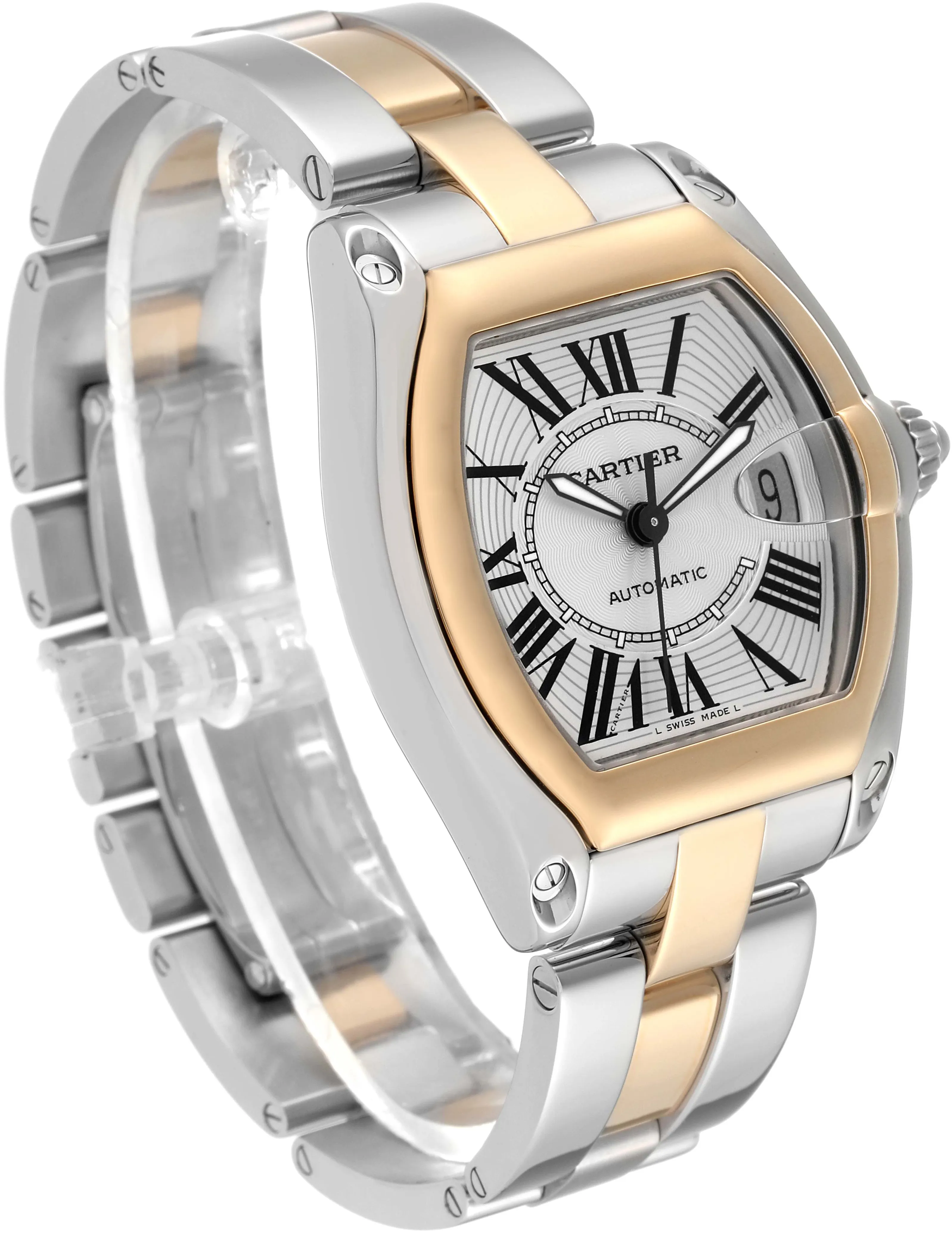 Cartier Roadster w62031y4 38mm Yellow gold and Stainless steel Silver sunray effect 2