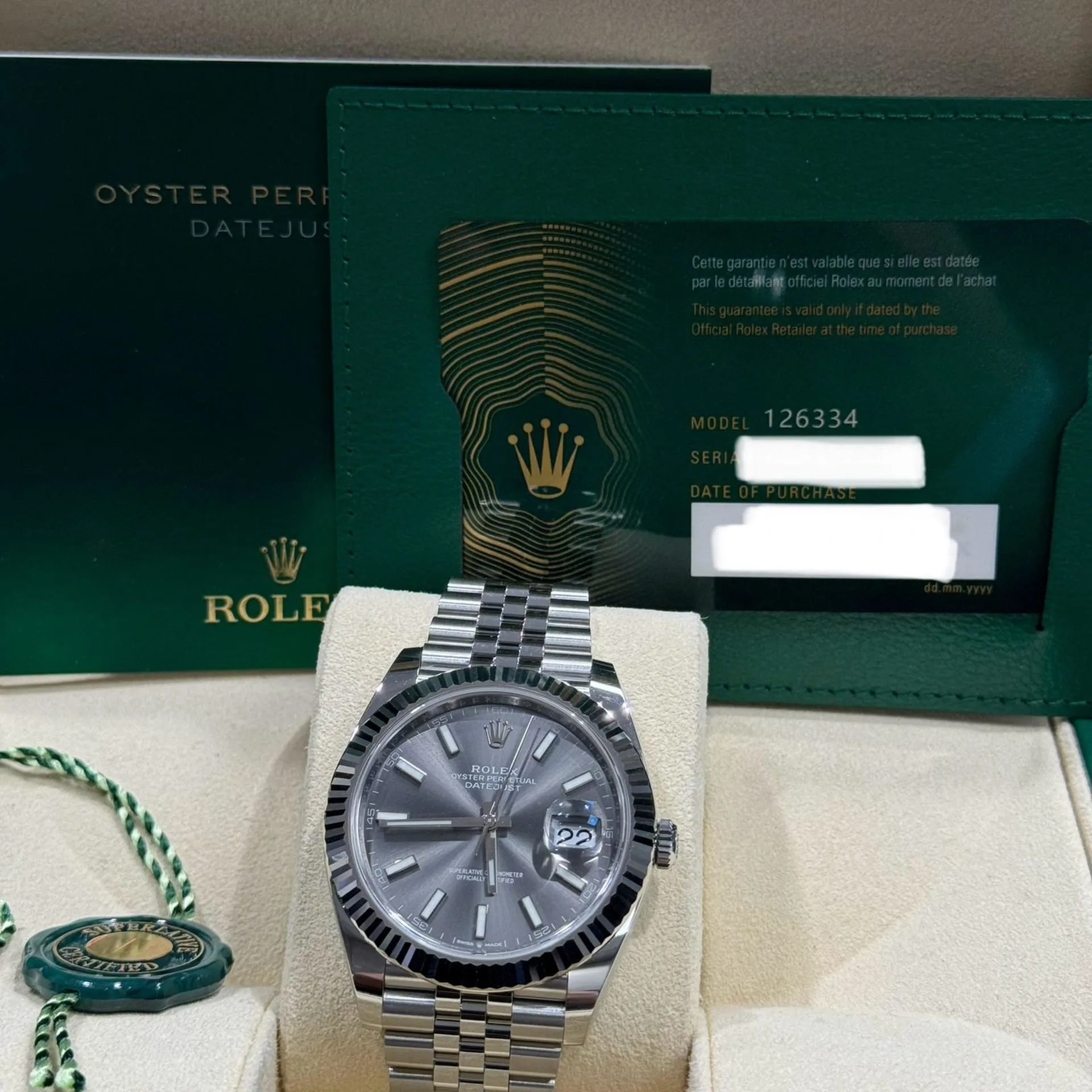 Rolex Datejust 41 126334-0014 41mm White gold and Oystersteel Gray