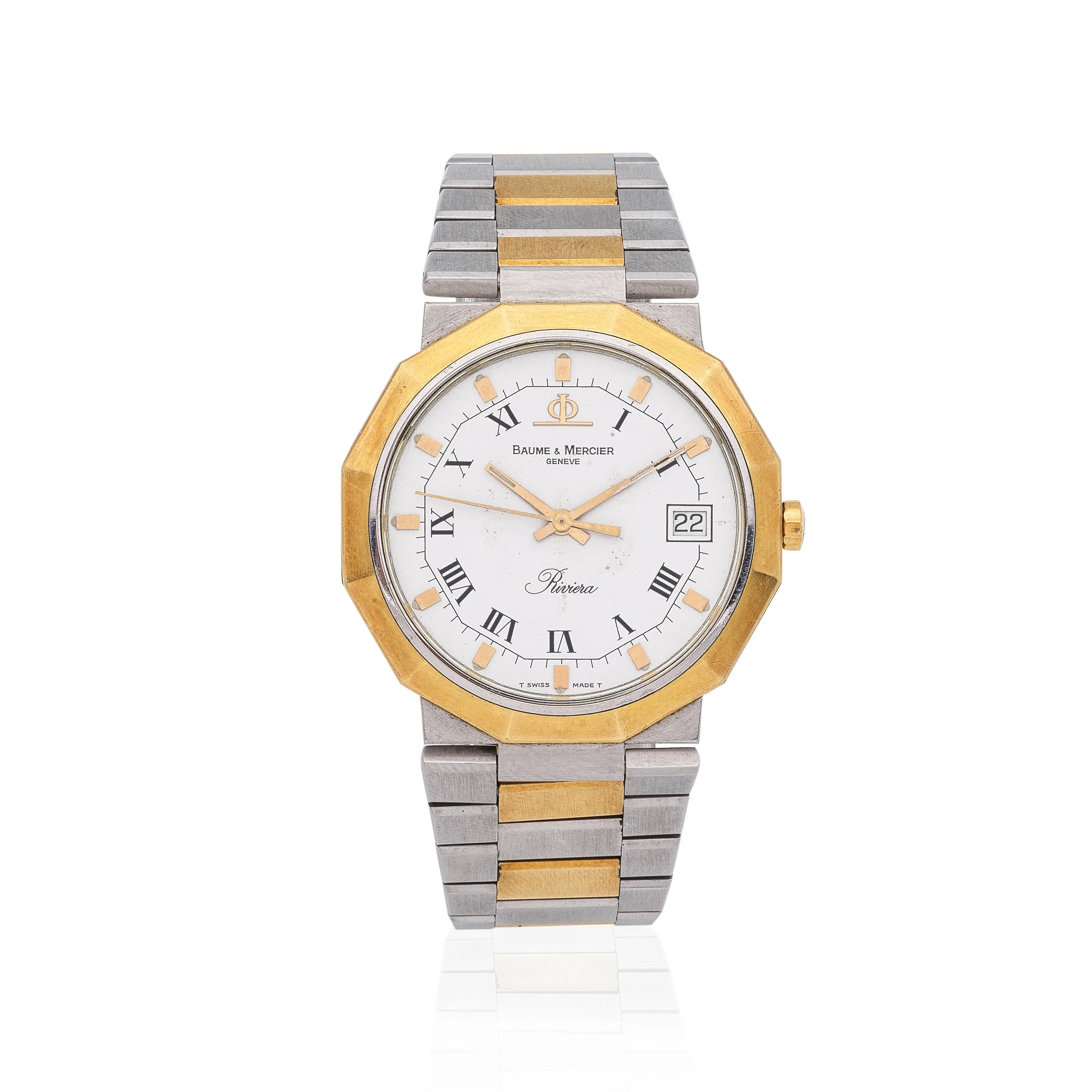 Baume & Mercier Riviera 5112.018 35mm Stainless steel and Gold-plated White