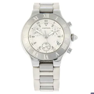 Cartier 21 Chronoscaph 2424 Stainless steel White