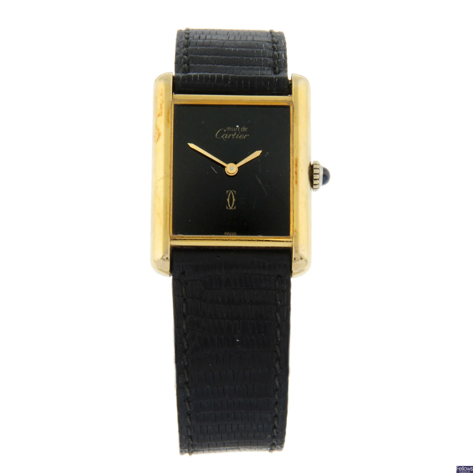 Cartier Must de Cartier Tank 23mm Vermeil Black