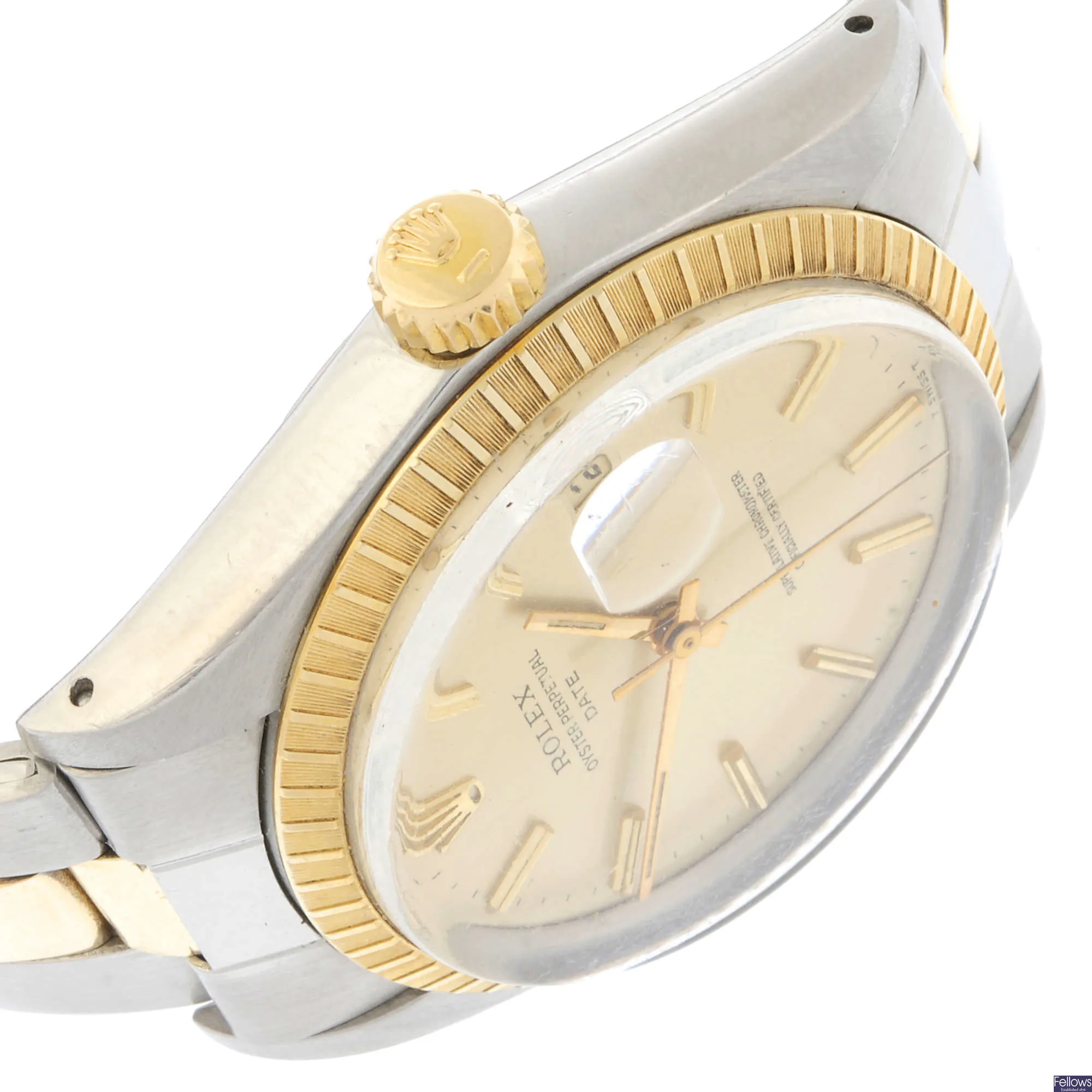 Rolex Oyster Perpetual Date 1505 34mm Stainless steel and Gilt-metal Champagne 2