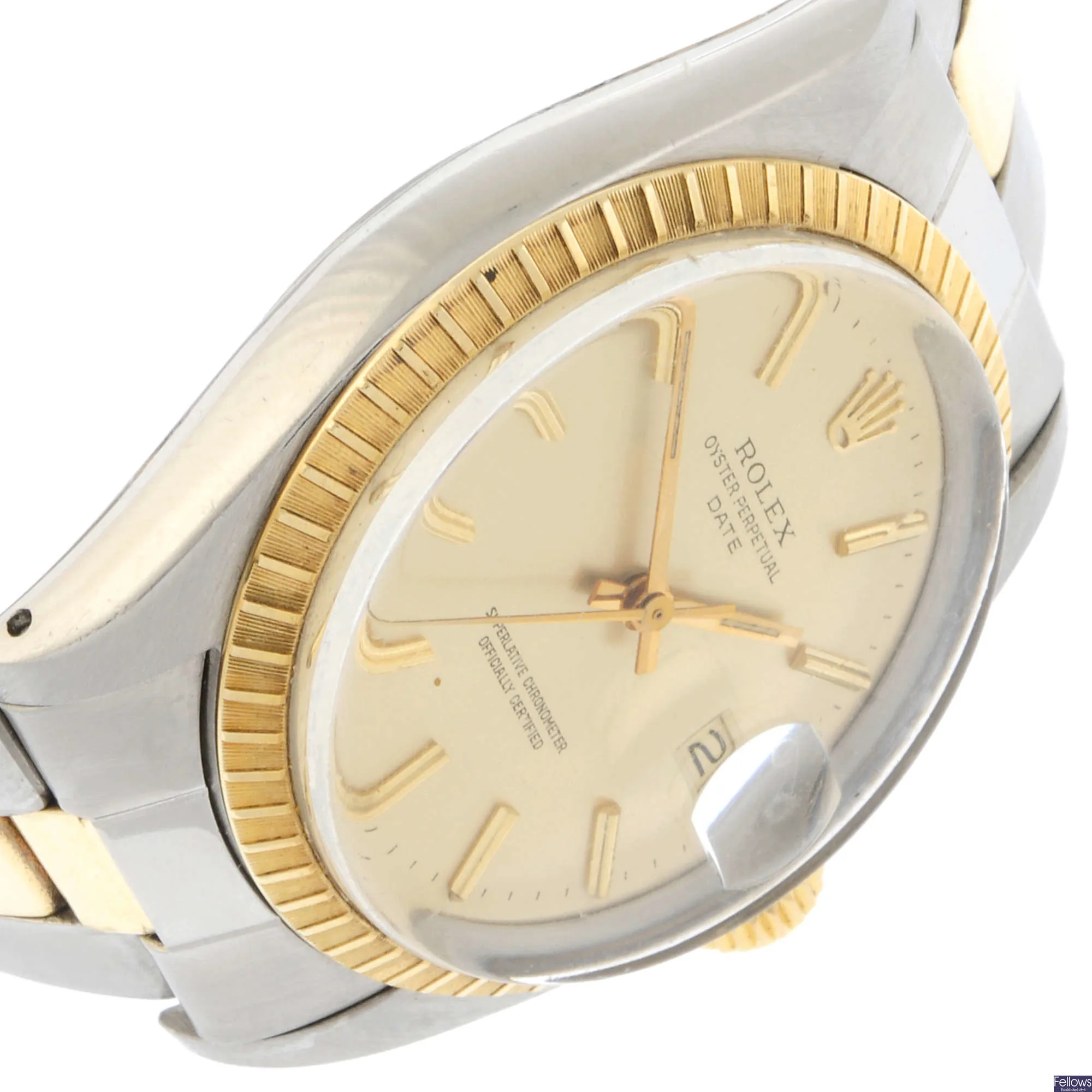 Rolex Oyster Perpetual Date 1505 34mm Stainless steel and Gilt-metal Champagne 3