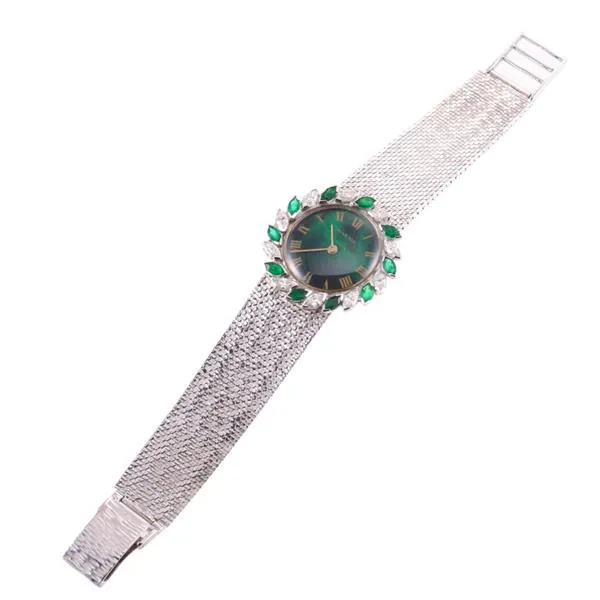 Juvenia 30mm Yellow gold and Diamond and Emerald Green