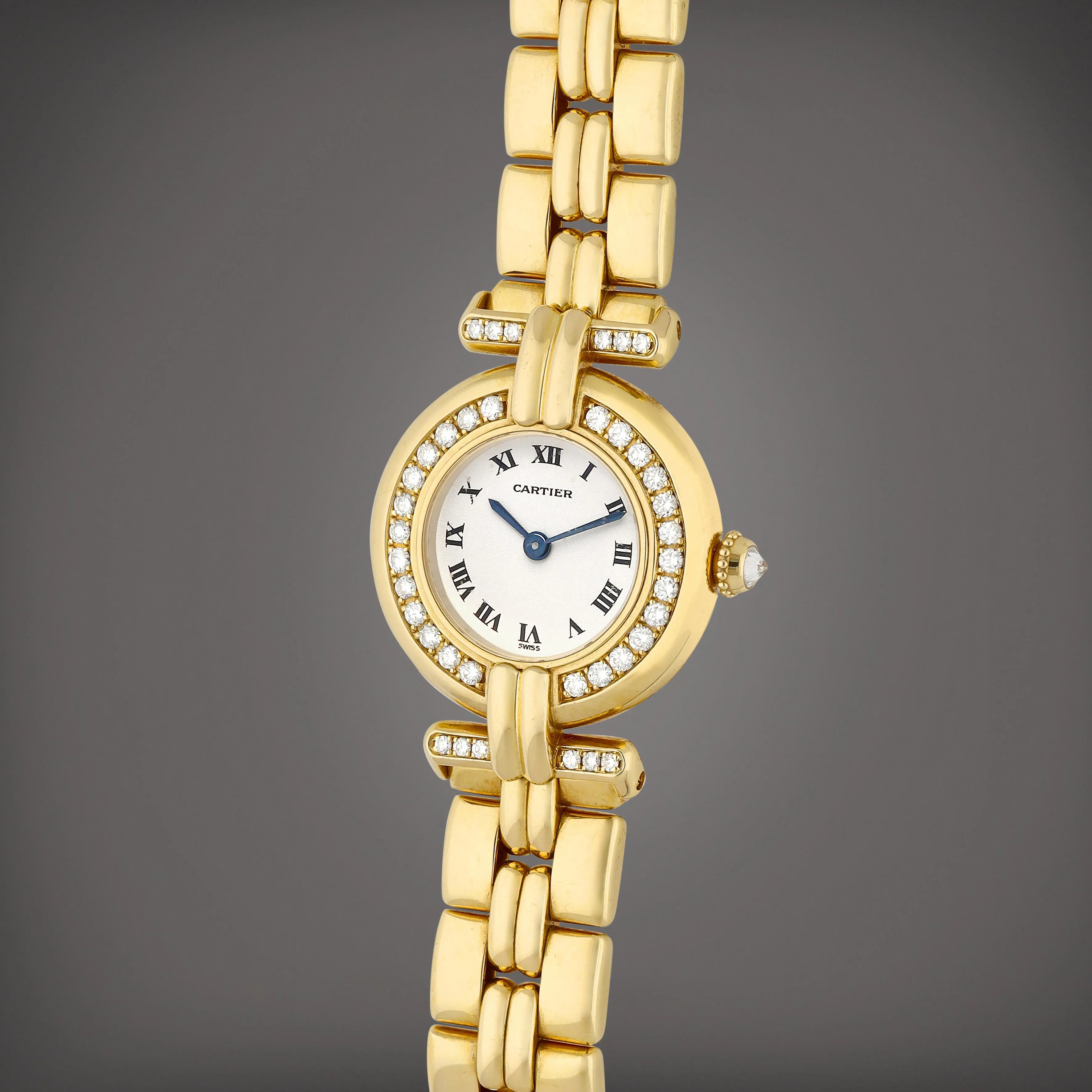 Cartier 1980 24mm Yellow gold and Diamond Silver 1