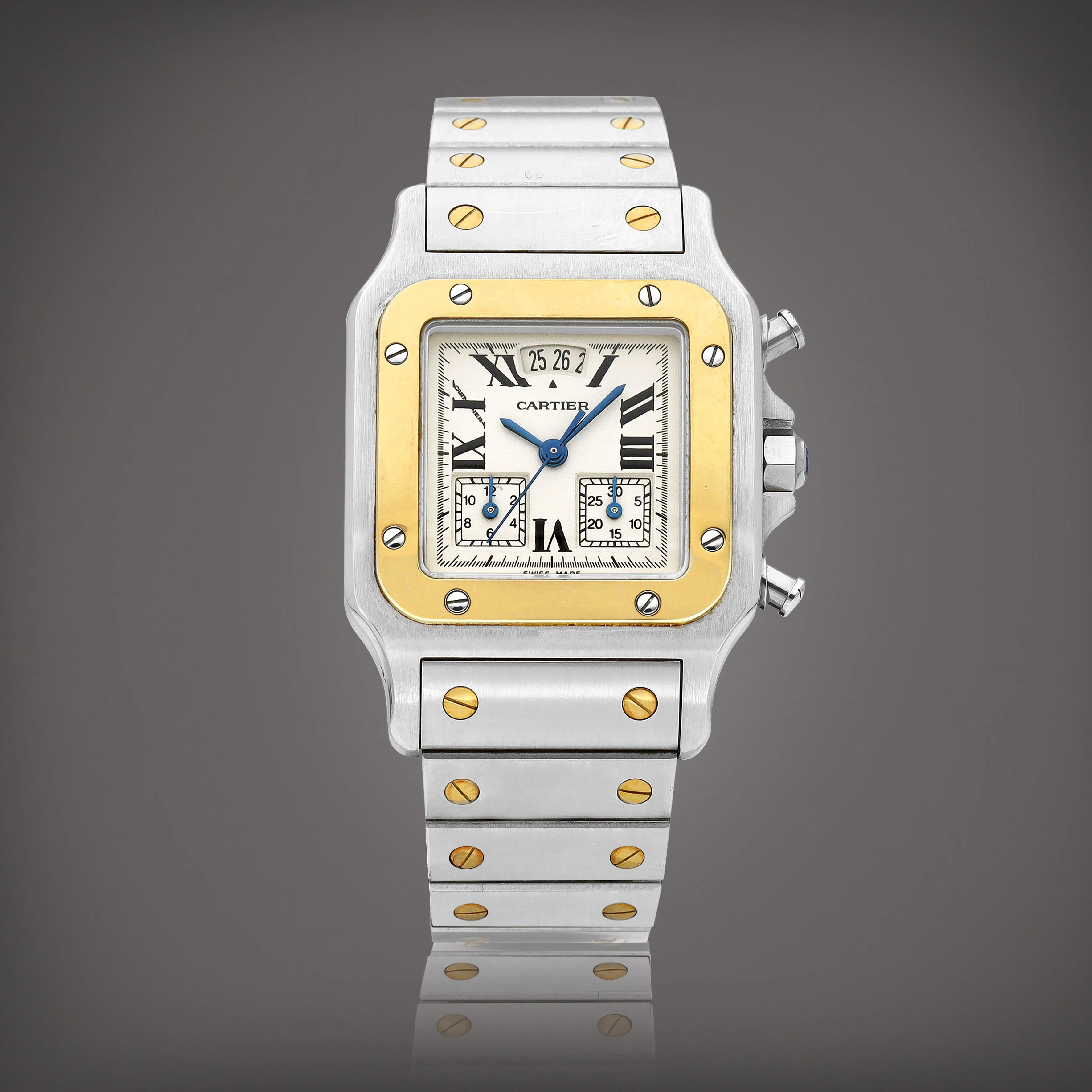 Cartier Santos 2425 28.5mm Yellow gold and Stainless steel Silver