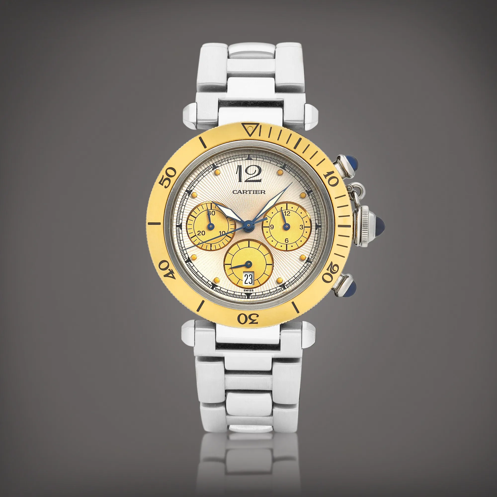Cartier Pasha 1032 38mm Yellow gold and stainless steel Silver