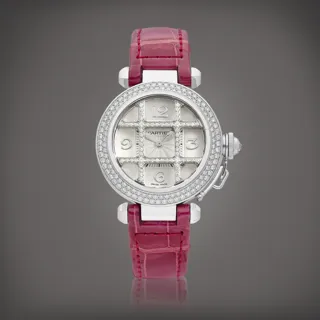 Cartier Pasha 2400 White gold and Diamond Silver