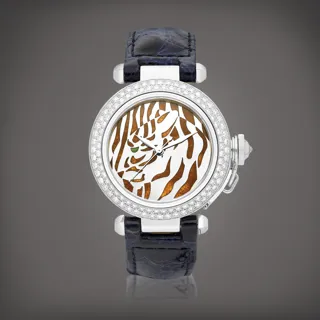 Cartier Pasha 2536 White gold and Diamond Enamel