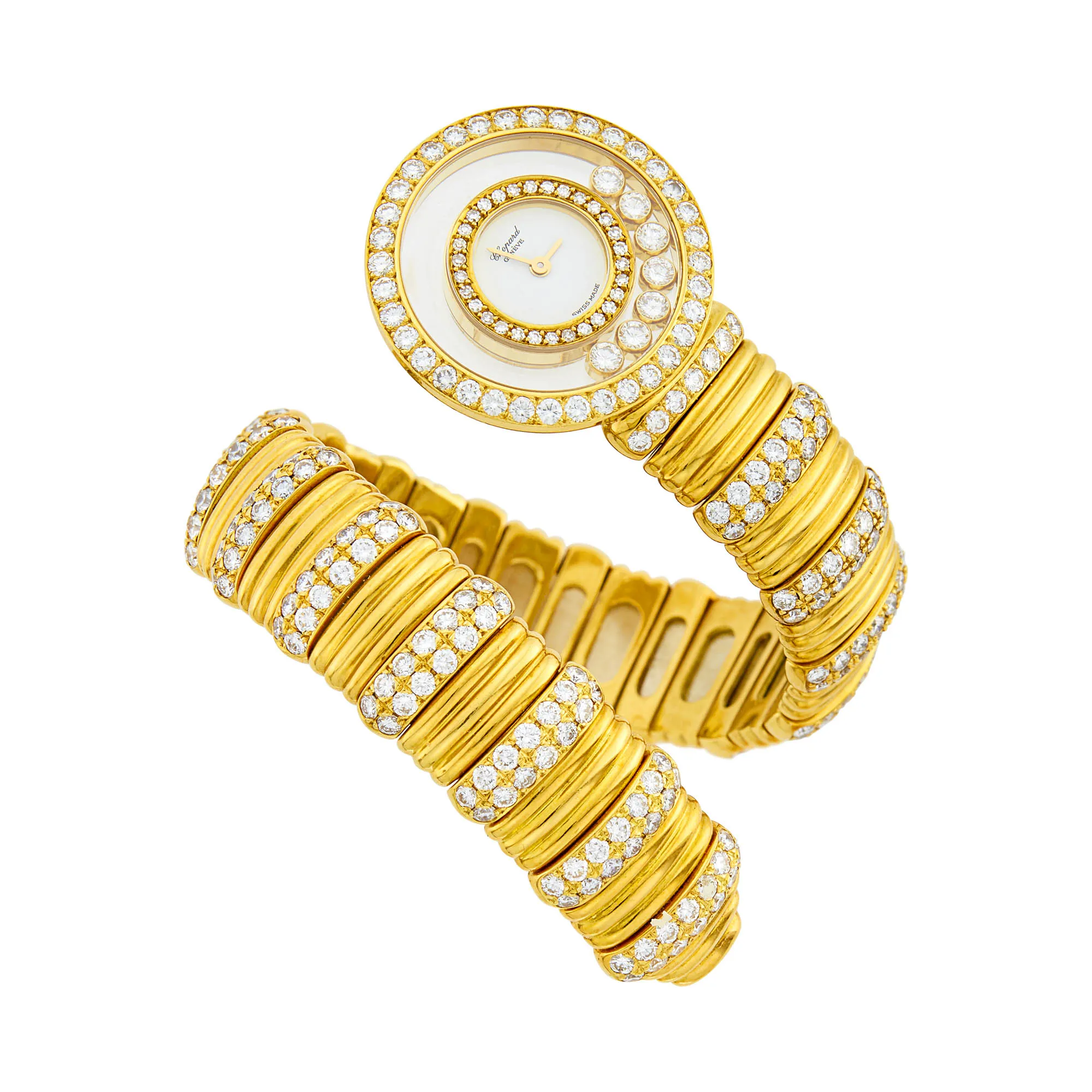 Chopard Happy Diamonds 25mm Yellow gold and diamond-set White