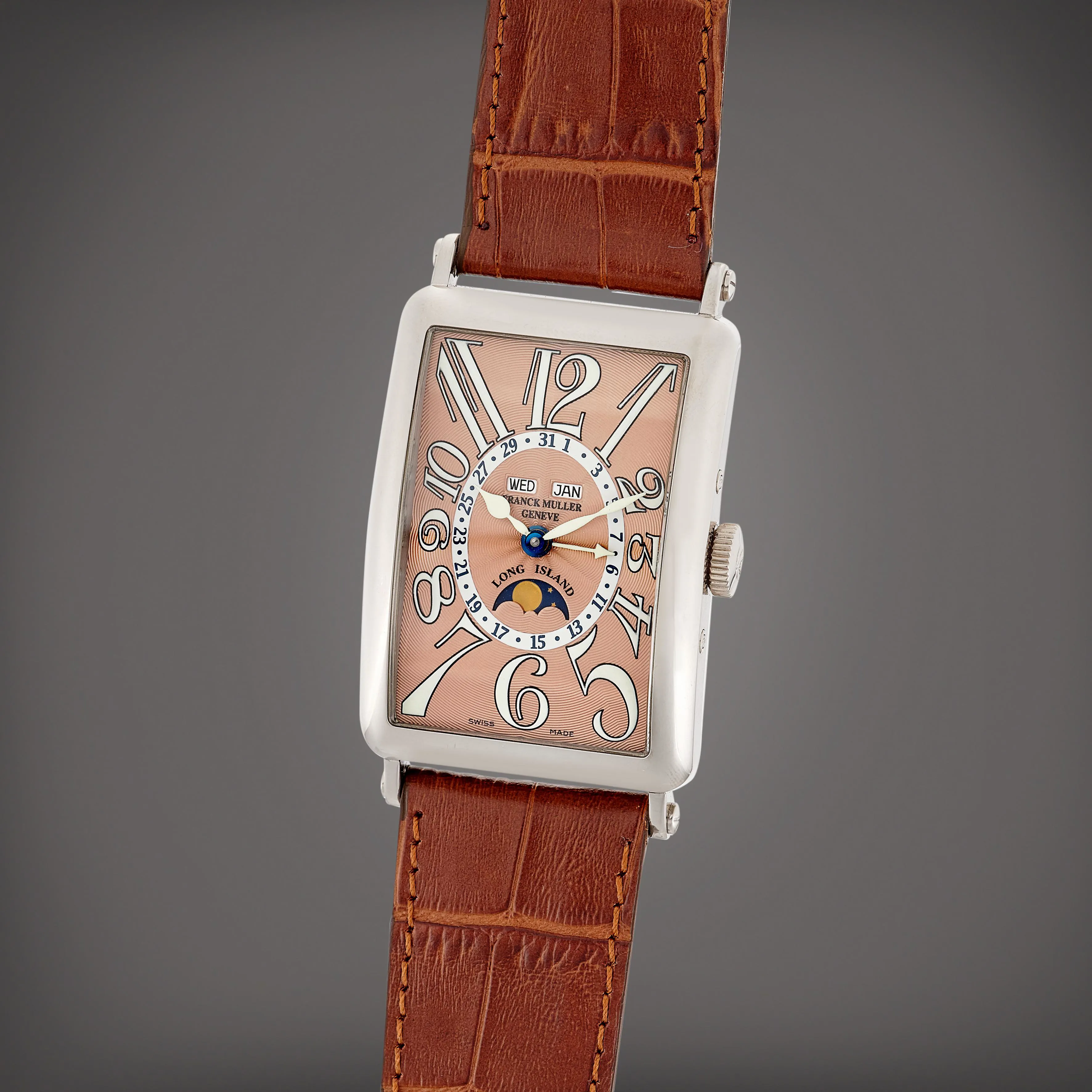 Franck Muller Long Island 1200 MC L 54.5mm White gold Salmon 1