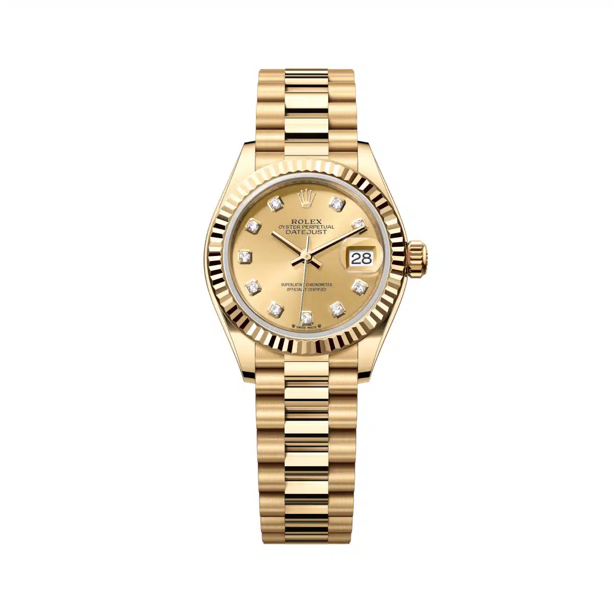 Rolex Lady-Datejust 279178-0017 28mm 18k yellow gold Champagne-colour set with diamonds