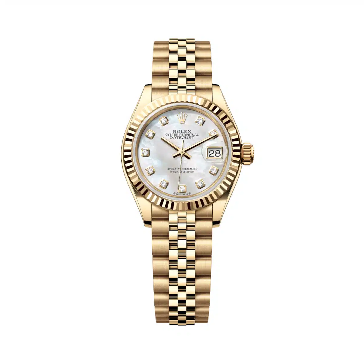 Rolex Lady-Datejust 279178-0026 28mm 18k yellow gold White