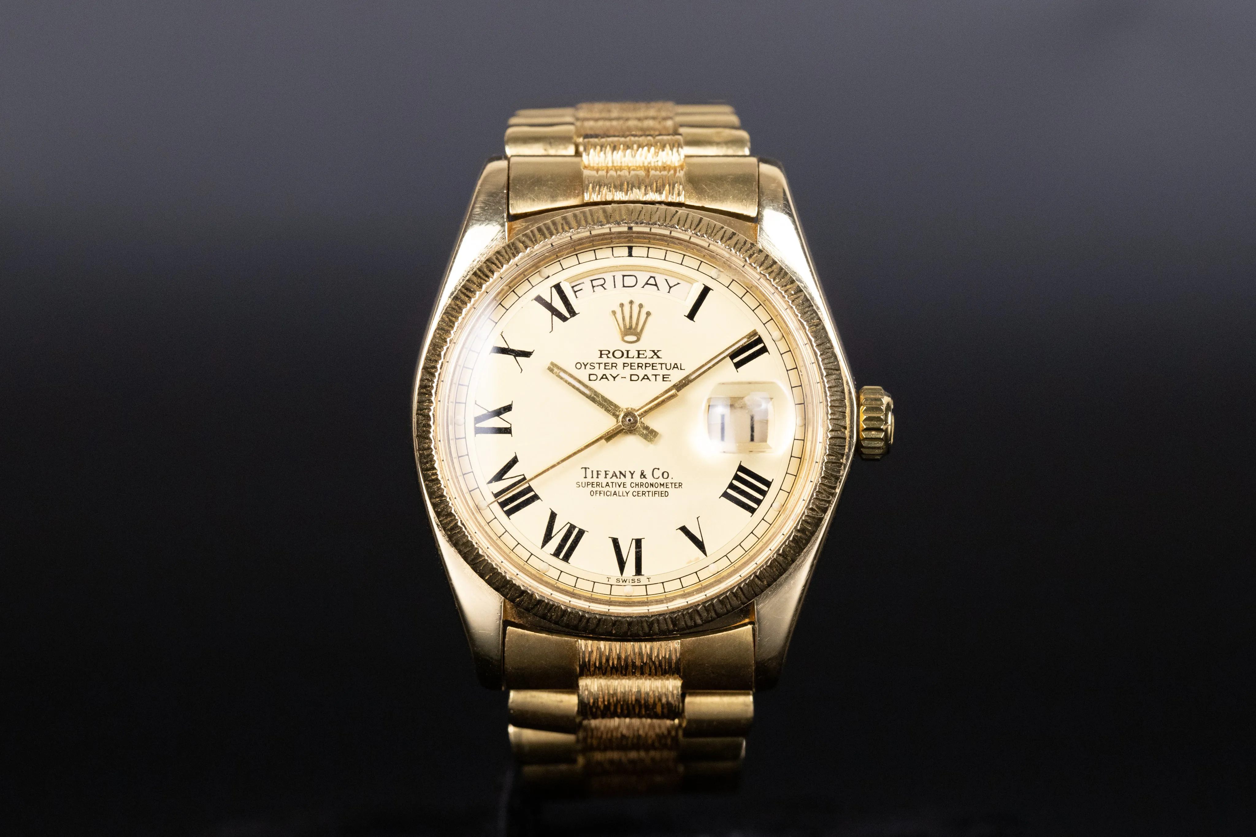 Rolex Day-Date 36 1803 36mm Yellow gold Champagne Roman Numeral Tiffany & Co