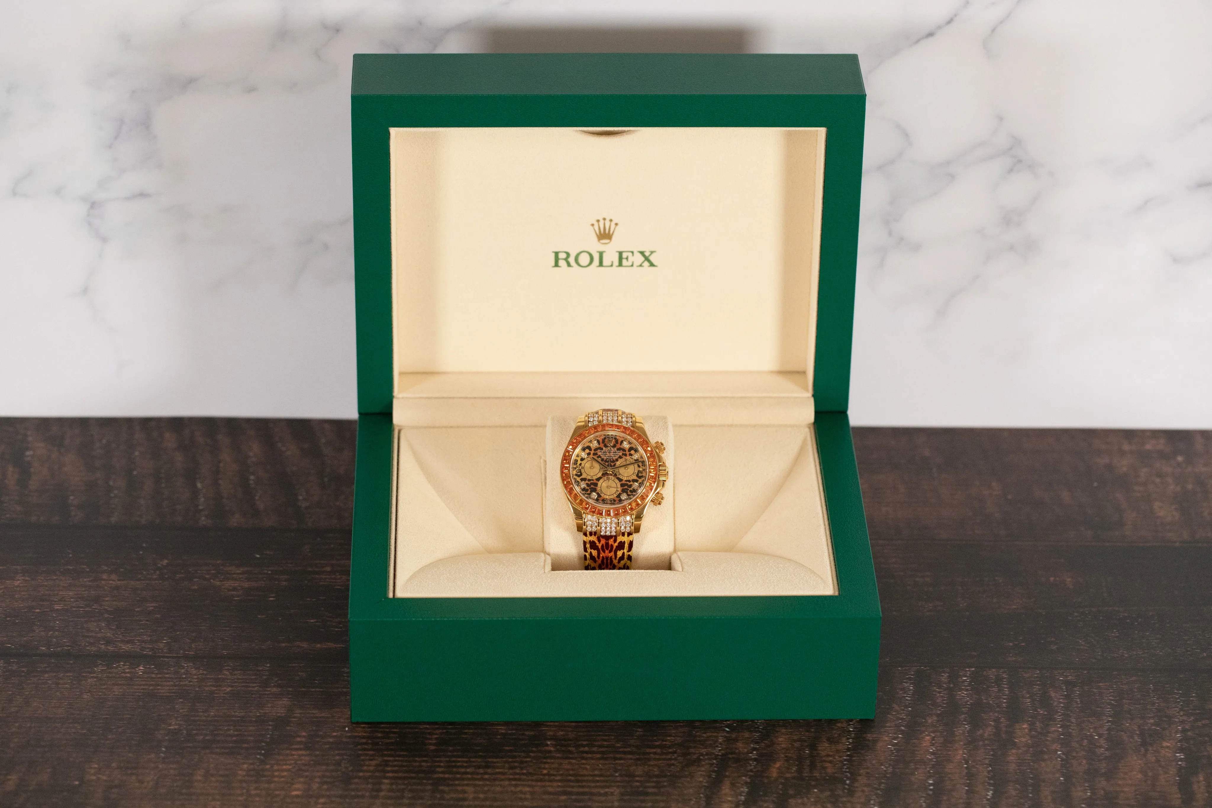 Rolex Daytona 116598 SACO 40mm Yellow Gold Factory Diamond Leopard 4