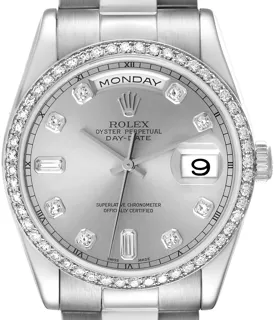 Rolex Day-Date 36 118346 Platinum Silver