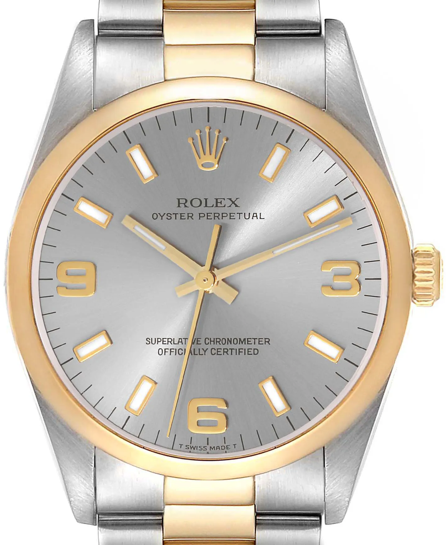 Rolex Oyster Perpetual 34 14203 34mm Yellow gold and stainless steel Slate