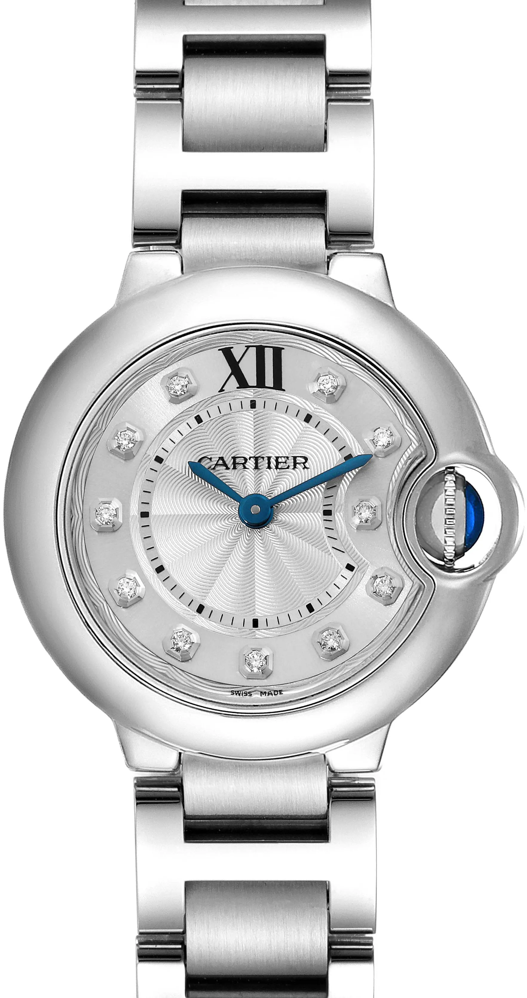 Cartier Ballon Bleu 28mm WE902073 29mm Stainless steel Silvered guilloche