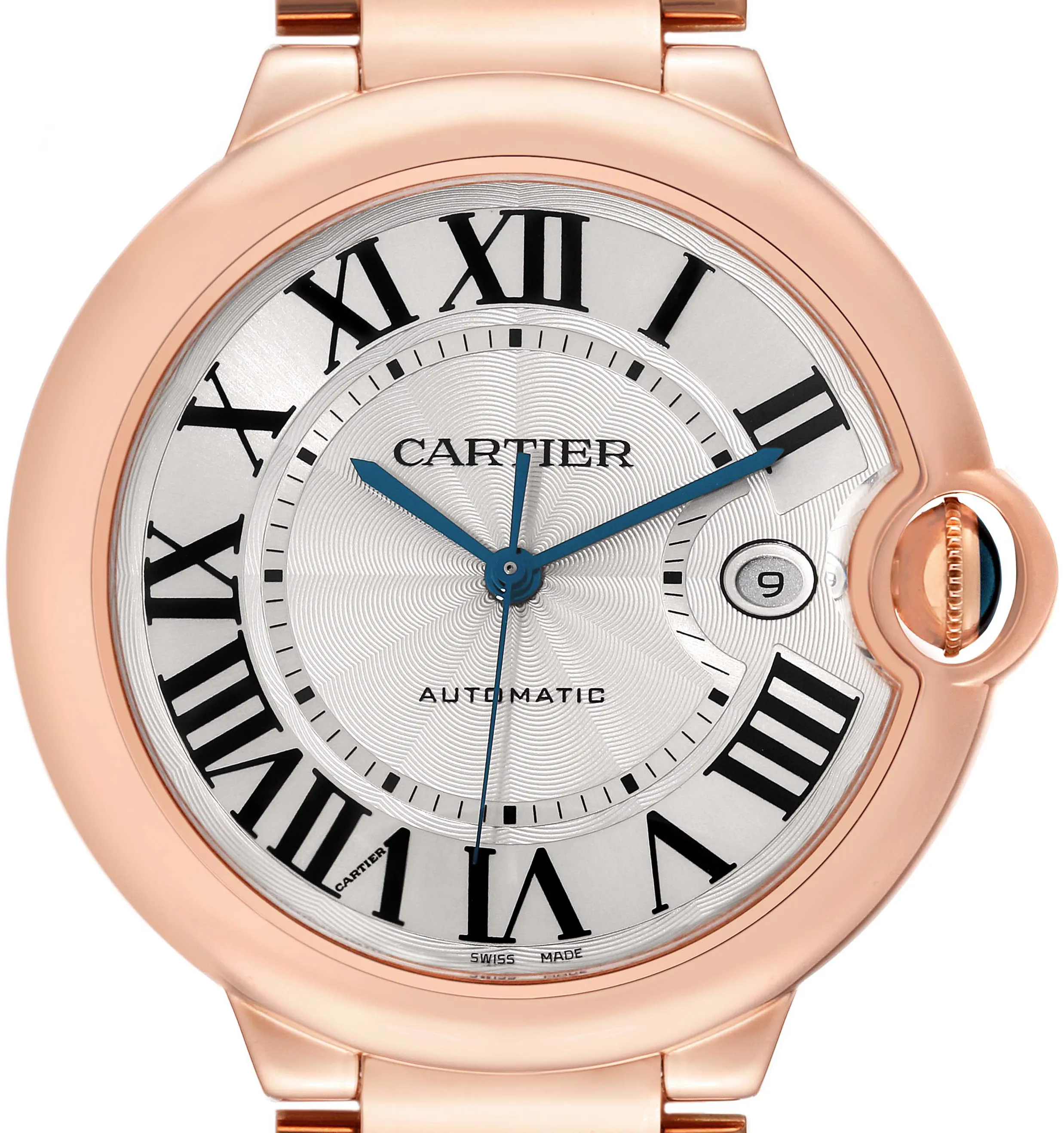 Cartier Ballon Bleu 42mm W69006Z2 42mm Rose gold Silver Guilloche