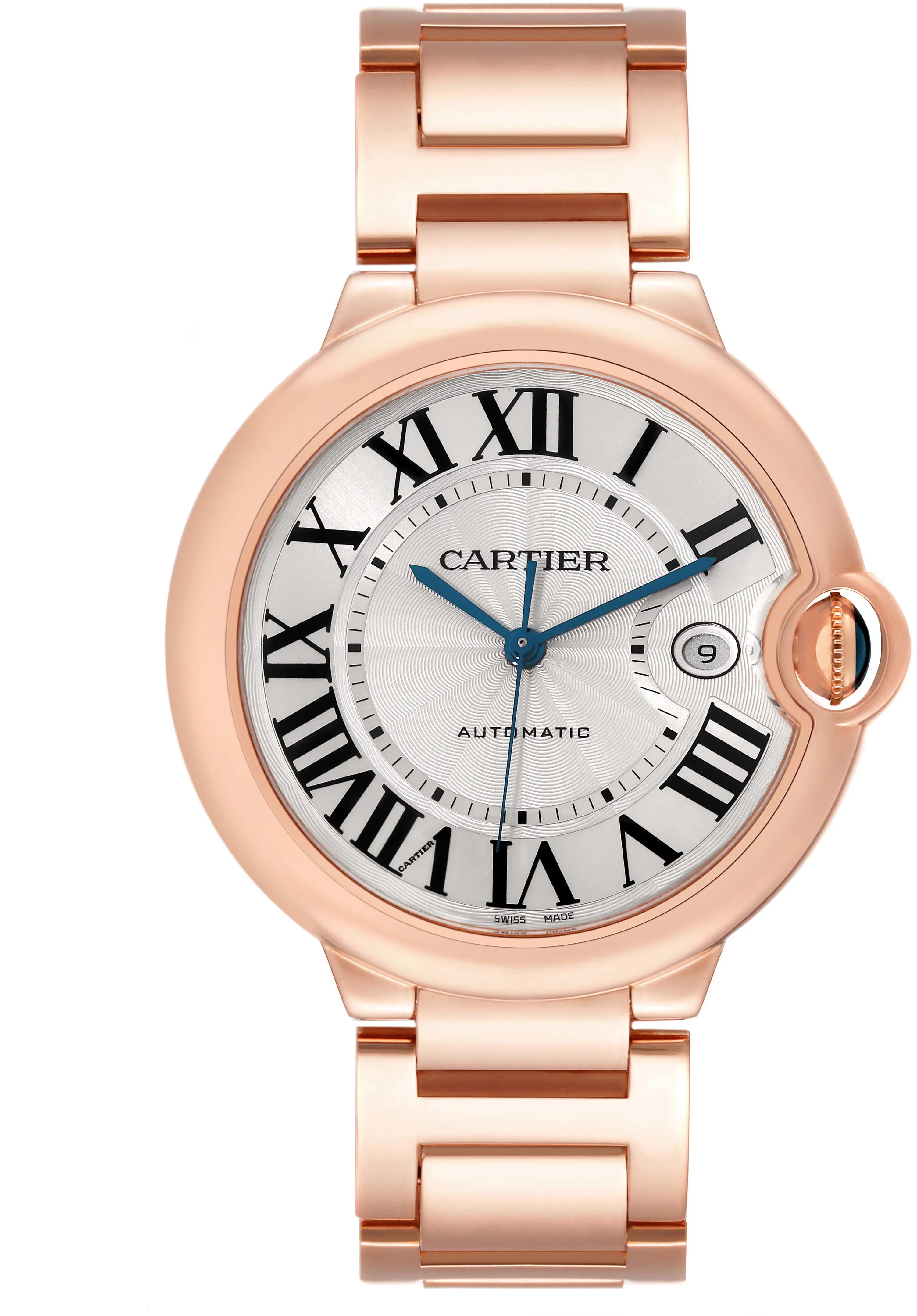 Cartier Ballon Bleu 42mm W69006Z2 42mm Rose gold Silver Guilloche 1