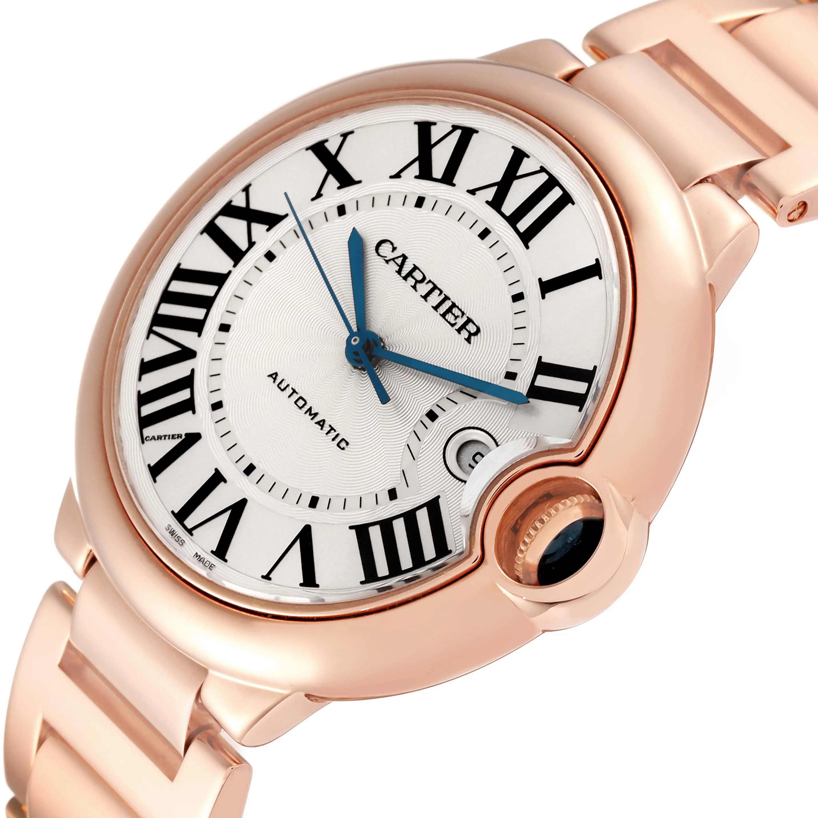 Cartier Ballon Bleu 42mm W69006Z2 42mm Rose gold Silver Guilloche 4