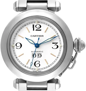 Cartier Pasha C Midsize White Dial Steel Unisex Watch W31044M7 Stainless steel White