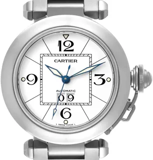 Cartier Pasha C Big Date Midsize Steel White Dial W31055M7 Stainless steel White