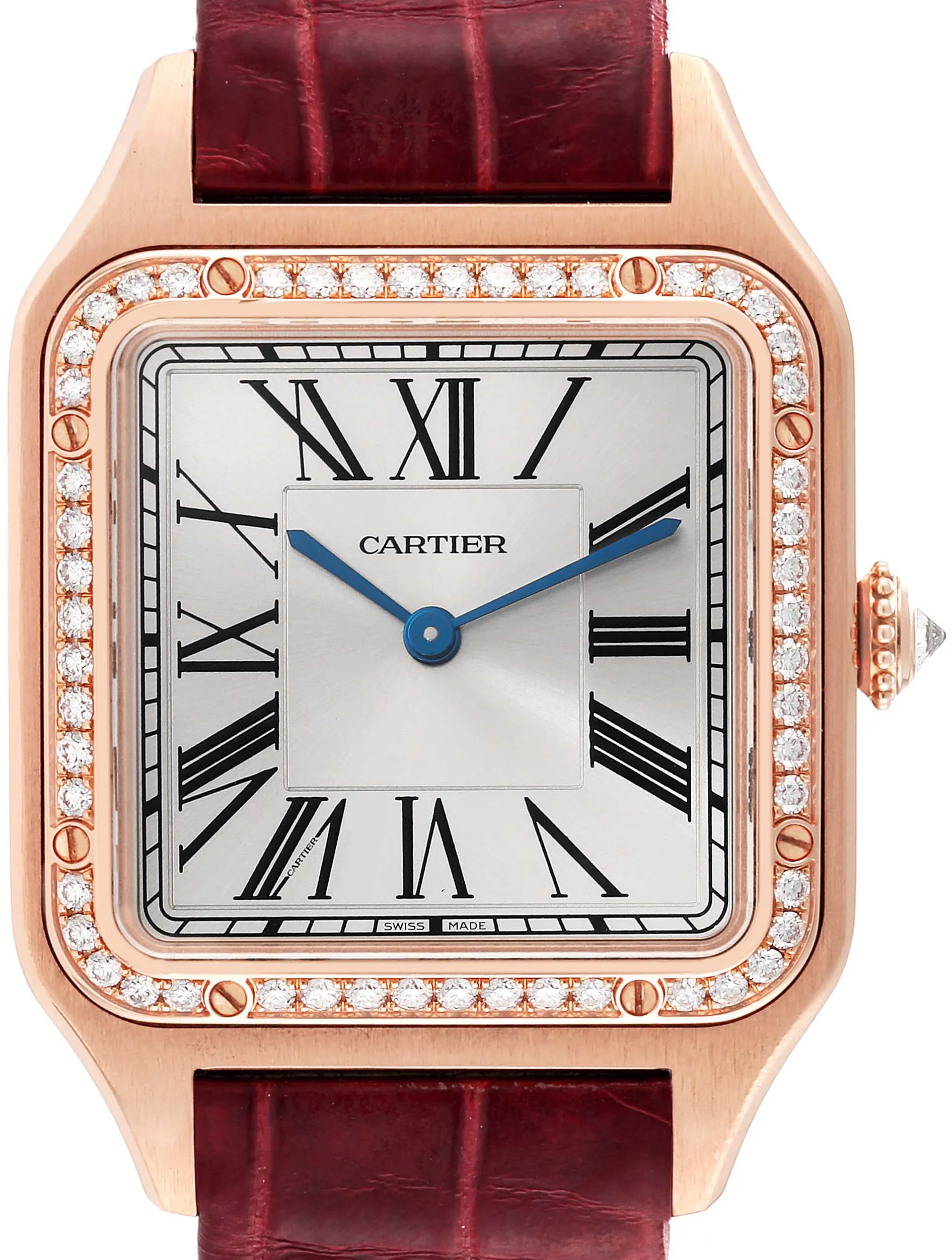 Cartier Santos Dumont WJSA0016 43.5mm Rose gold Silver satin-brushed