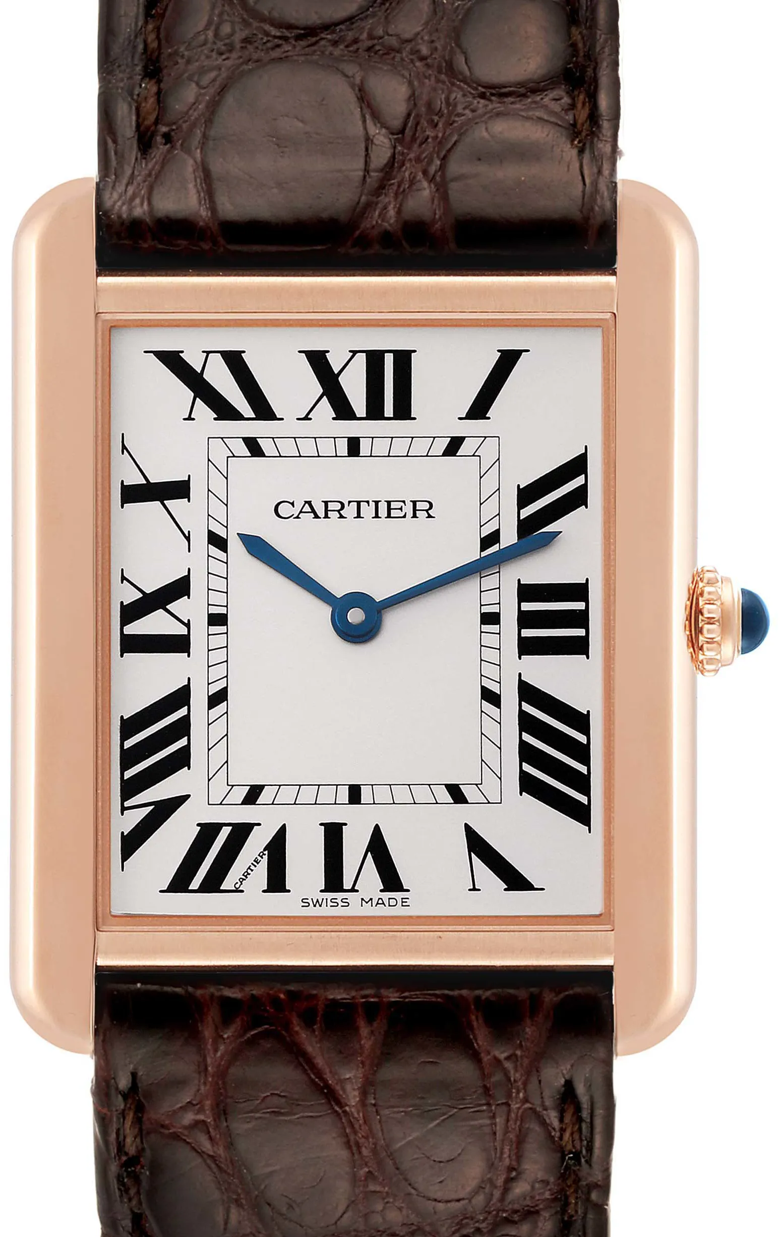 Cartier Tank W5200025 34mm Rose gold Silver opaline