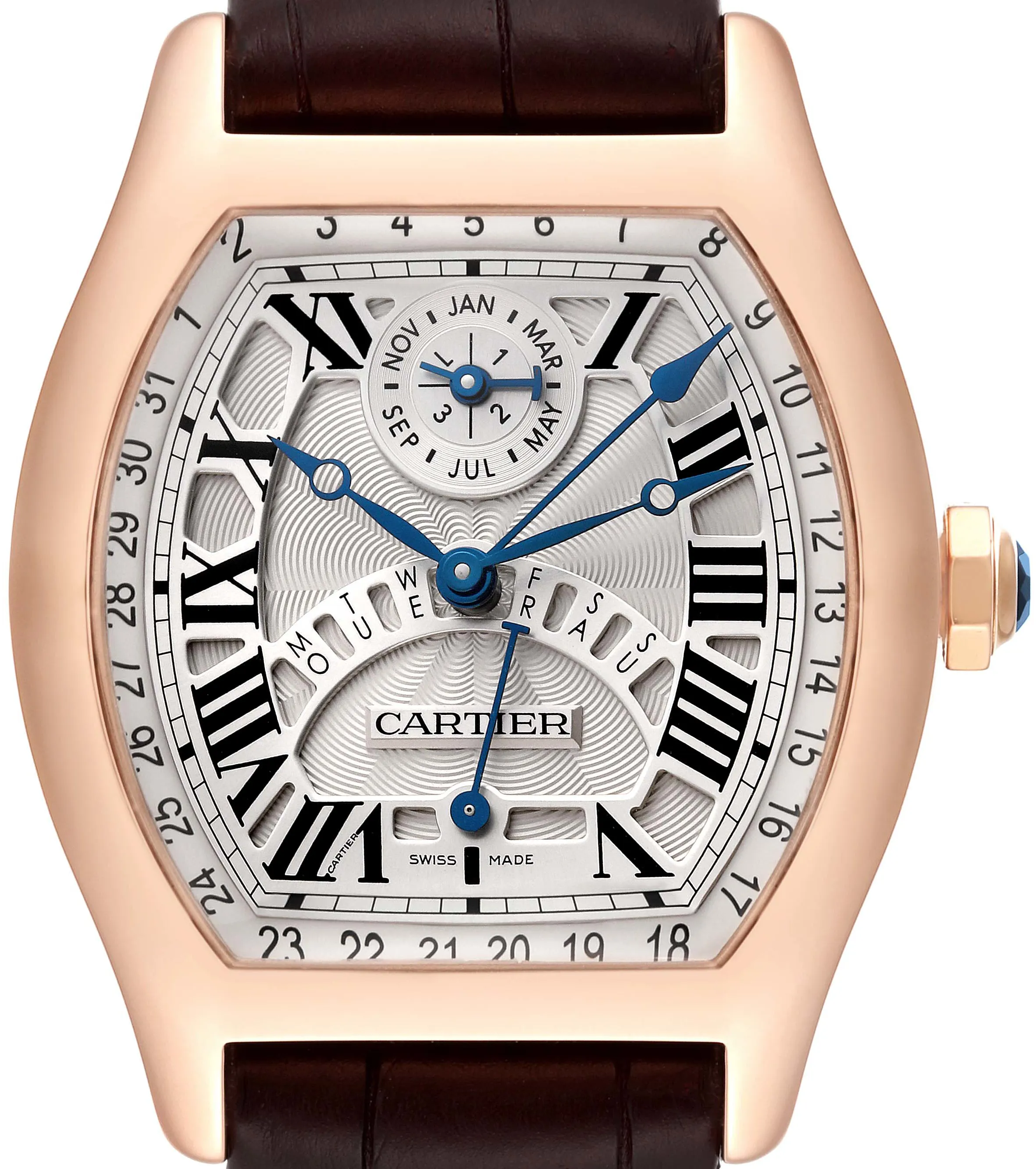 Cartier Tortue W1580045 45.5mm Rose gold Silvered guilloche