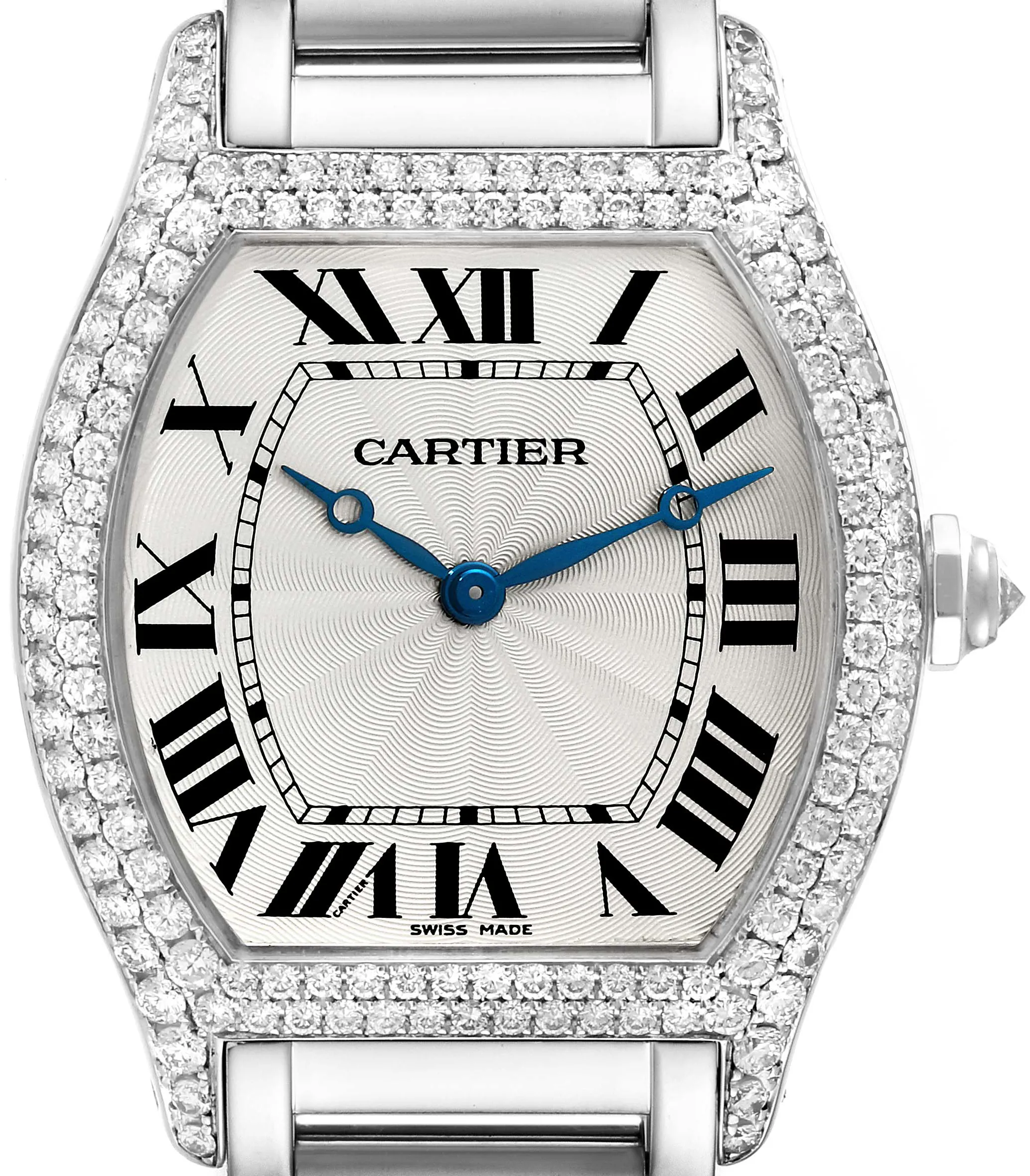 Cartier Tortue WA504351 33mm White gold Silver Guilloche