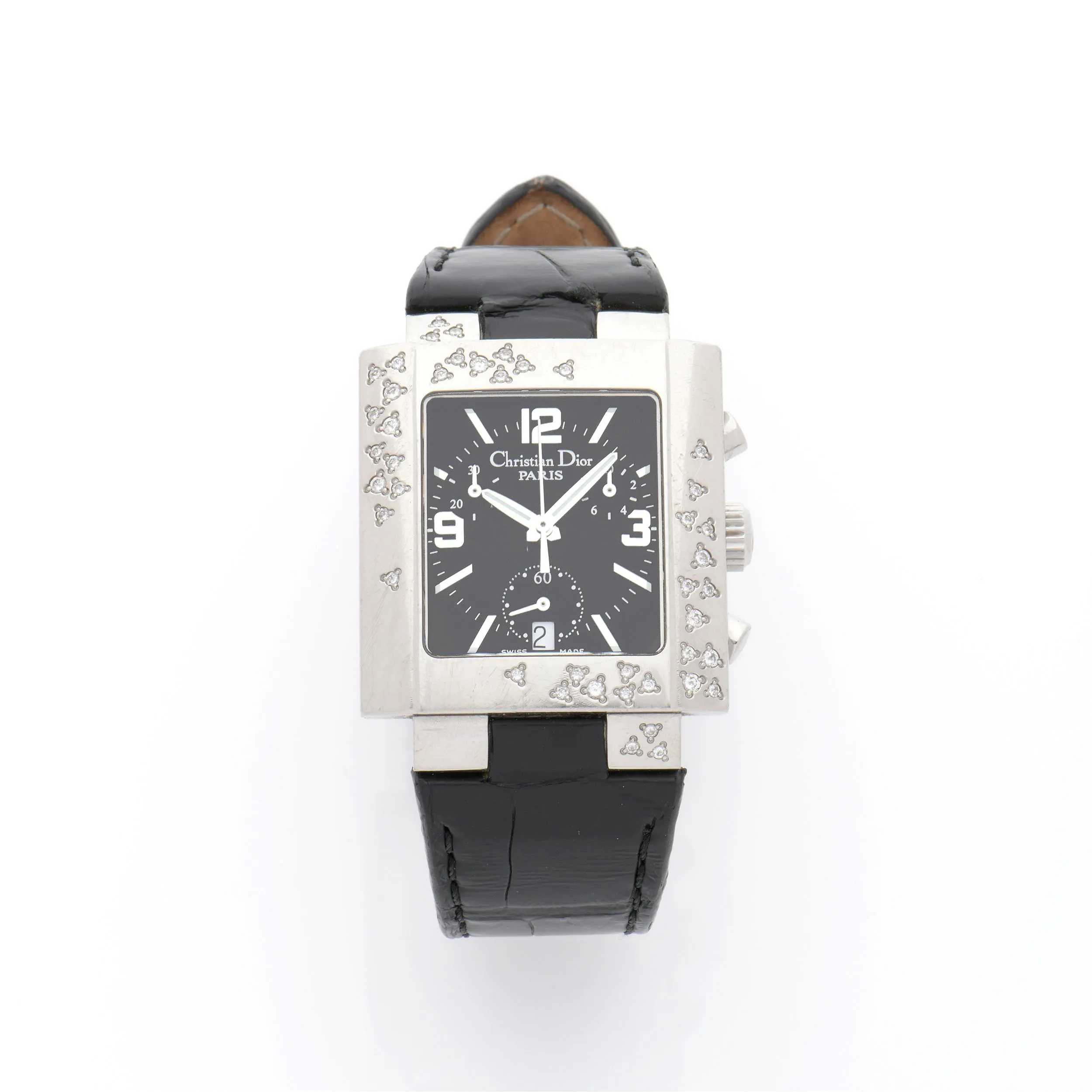 Dior Riva D81-101 30mm Stainless steel and Diamond Black