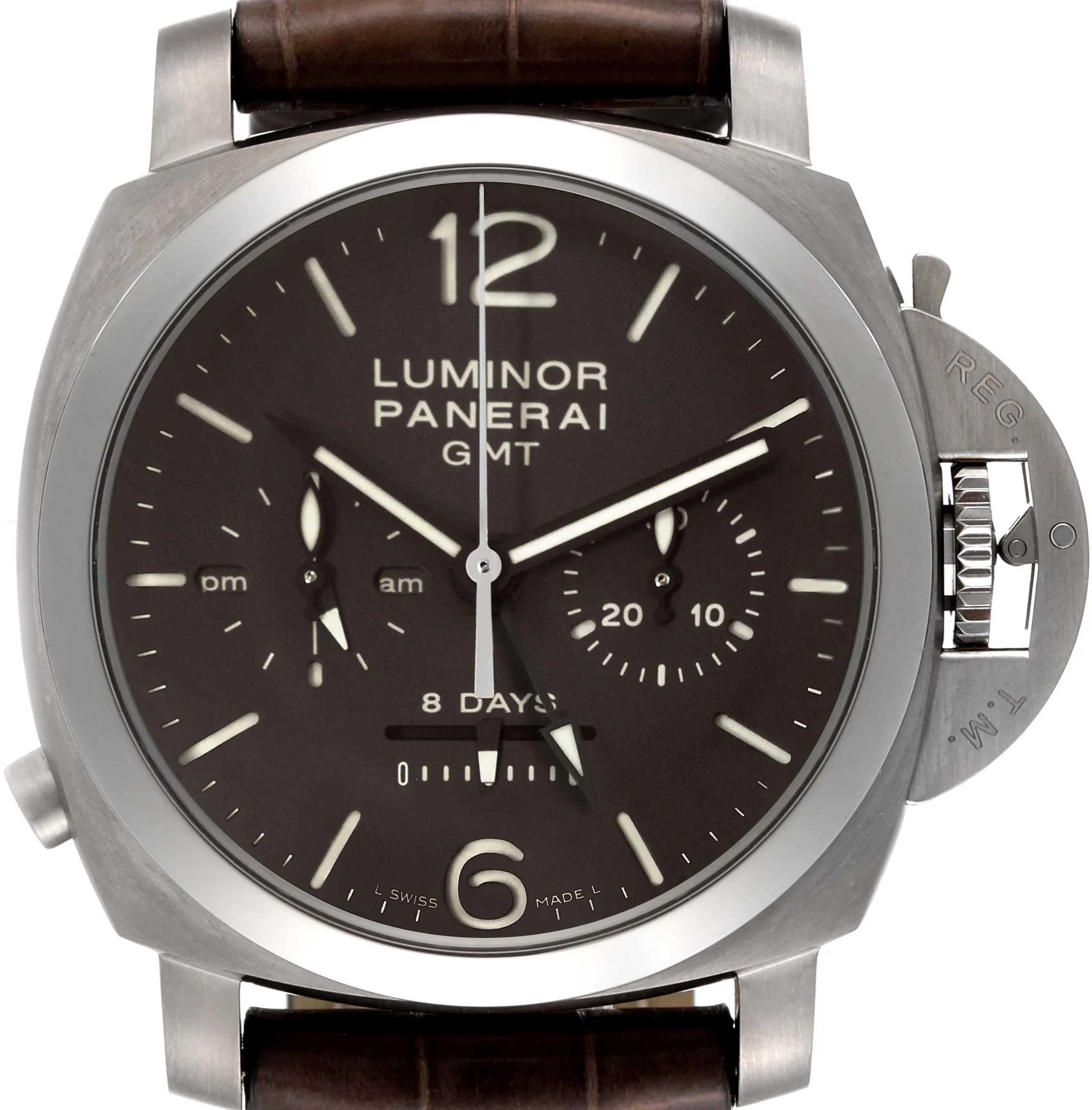 Panerai Luminor 1950 PAM 00311 44mm Two part cushion shaped titanium Brown