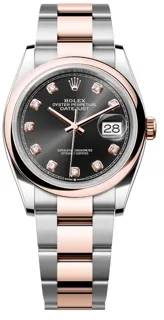 Rolex Datejust 126201-0020 36mm Rose gold and Stainless steel Bright Black Set with Diamonds