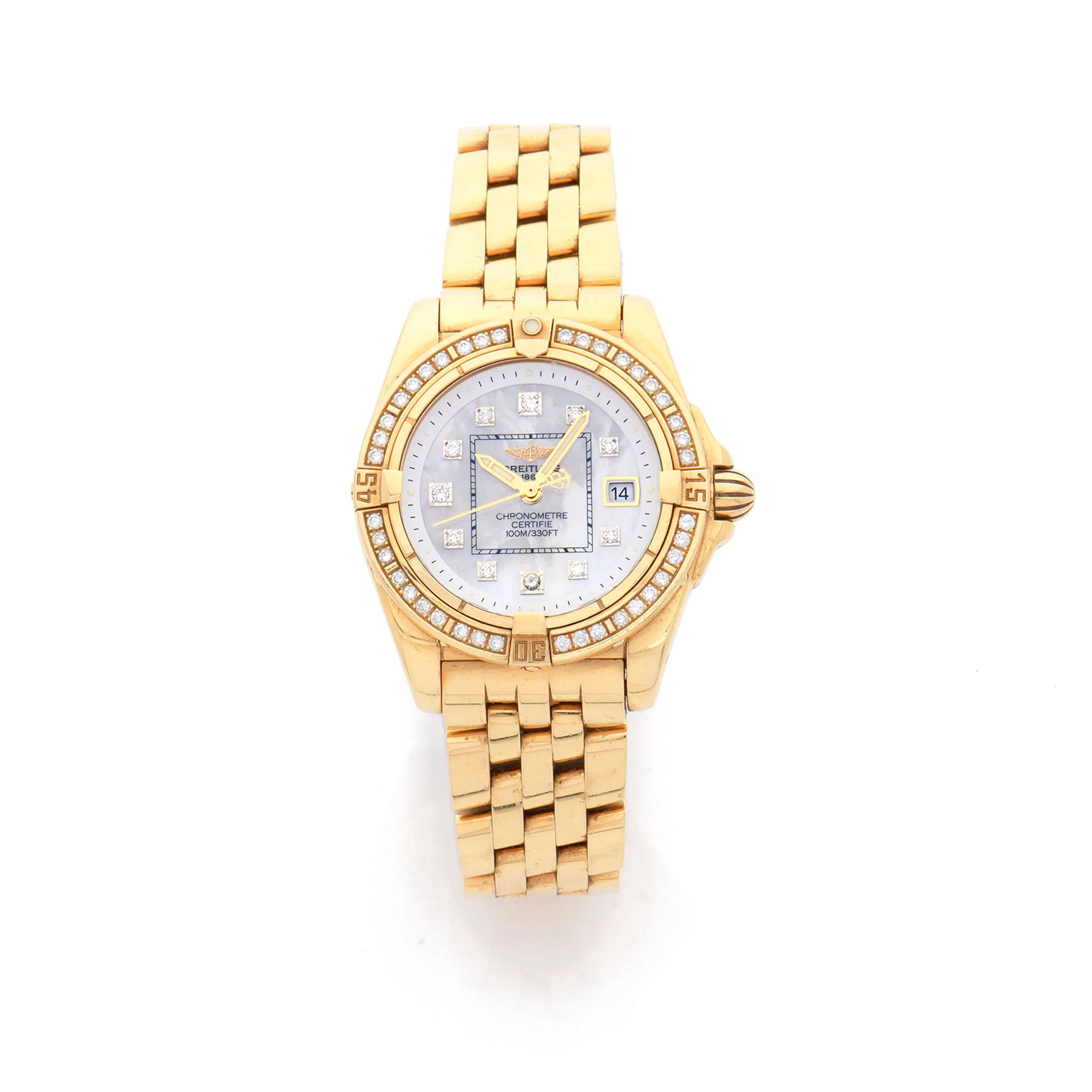 Breitling Galactic 32 32mm Yellow gold and Diamond Mother-of-pearl