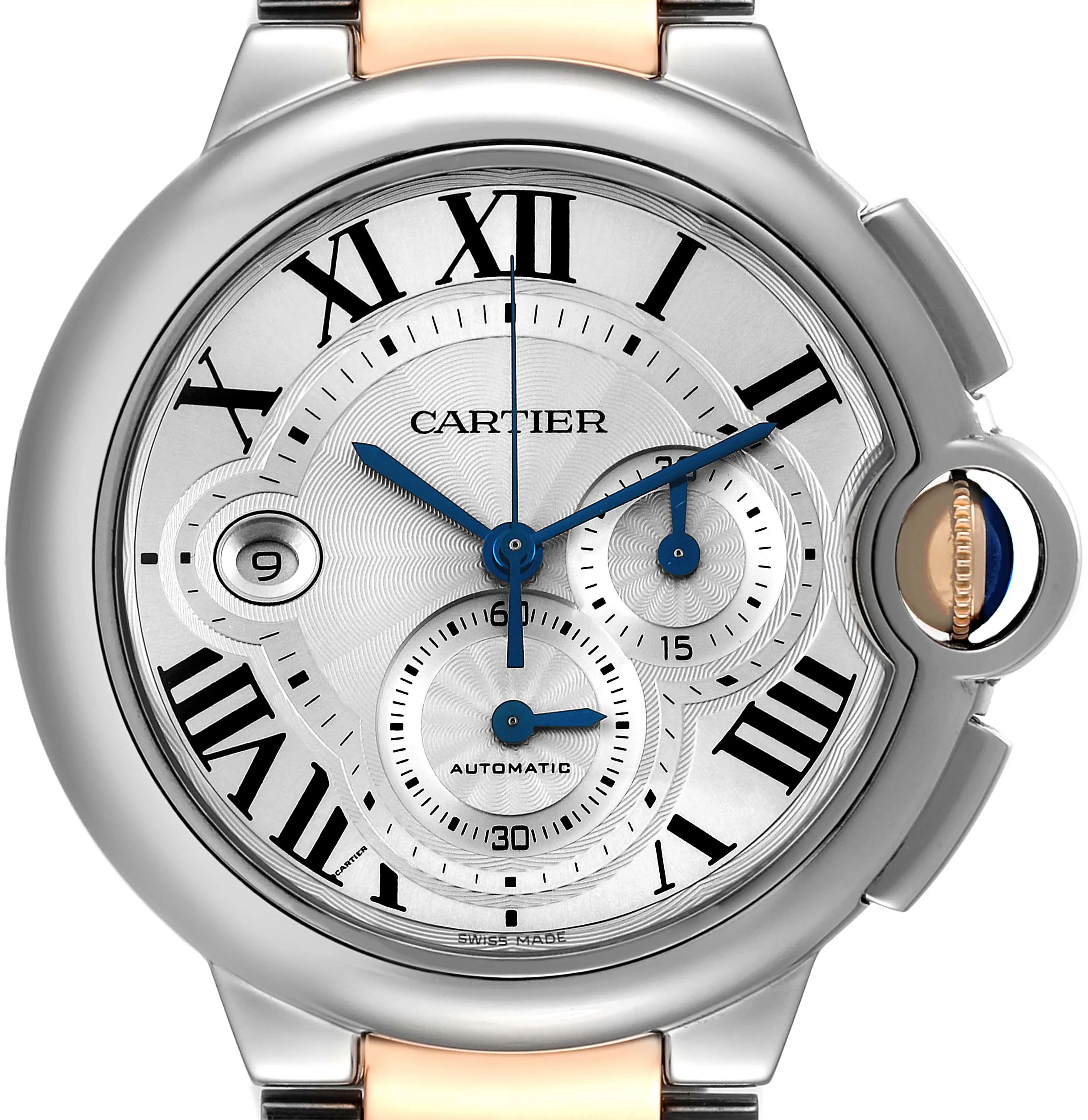 Cartier Ballon Bleu w6920063 44mm Stainless steel Silver Guilloche