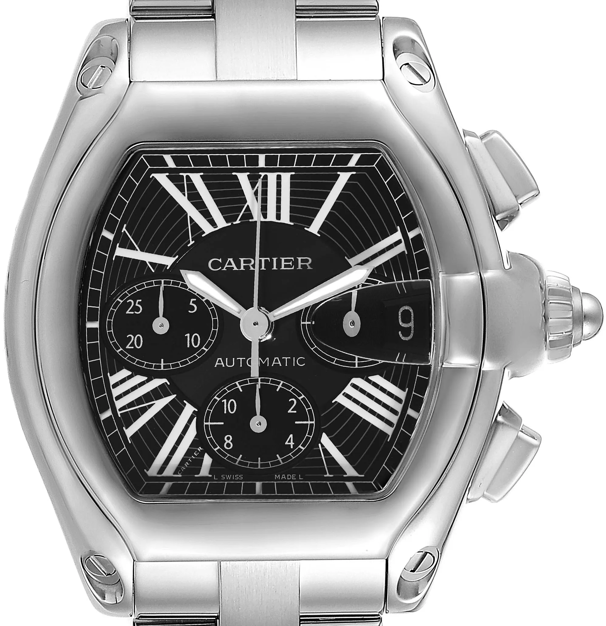 Cartier Roadster W62020X6 49mm Stainless steel Black