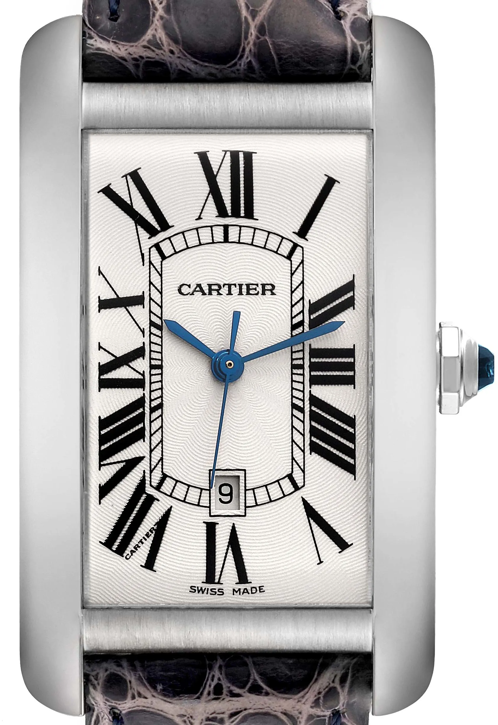 Cartier Tank W2603256 26.6mm White gold Silvered guilloche