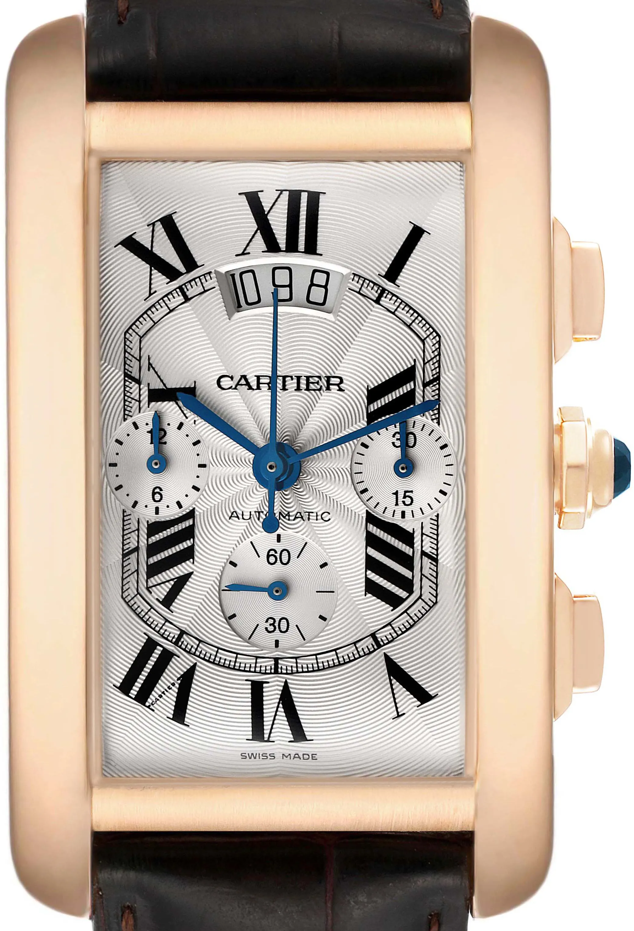 Cartier Tank W2609356 52mm 18k rose gold Silvered guilloche
